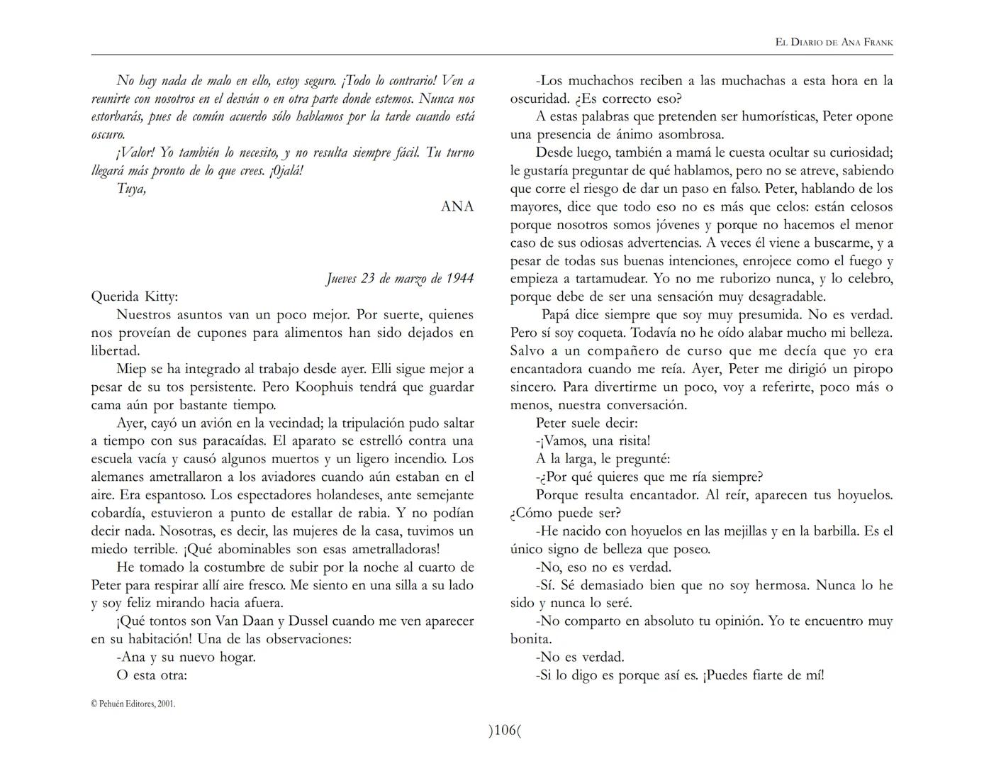El Diario de
Ana Frank ## EL DIARIO DE ANA FRANK
## NOTA DEL TRADUCTOR
Función de mediar -de intermediar- entre dos mundos, entre
dos univ
