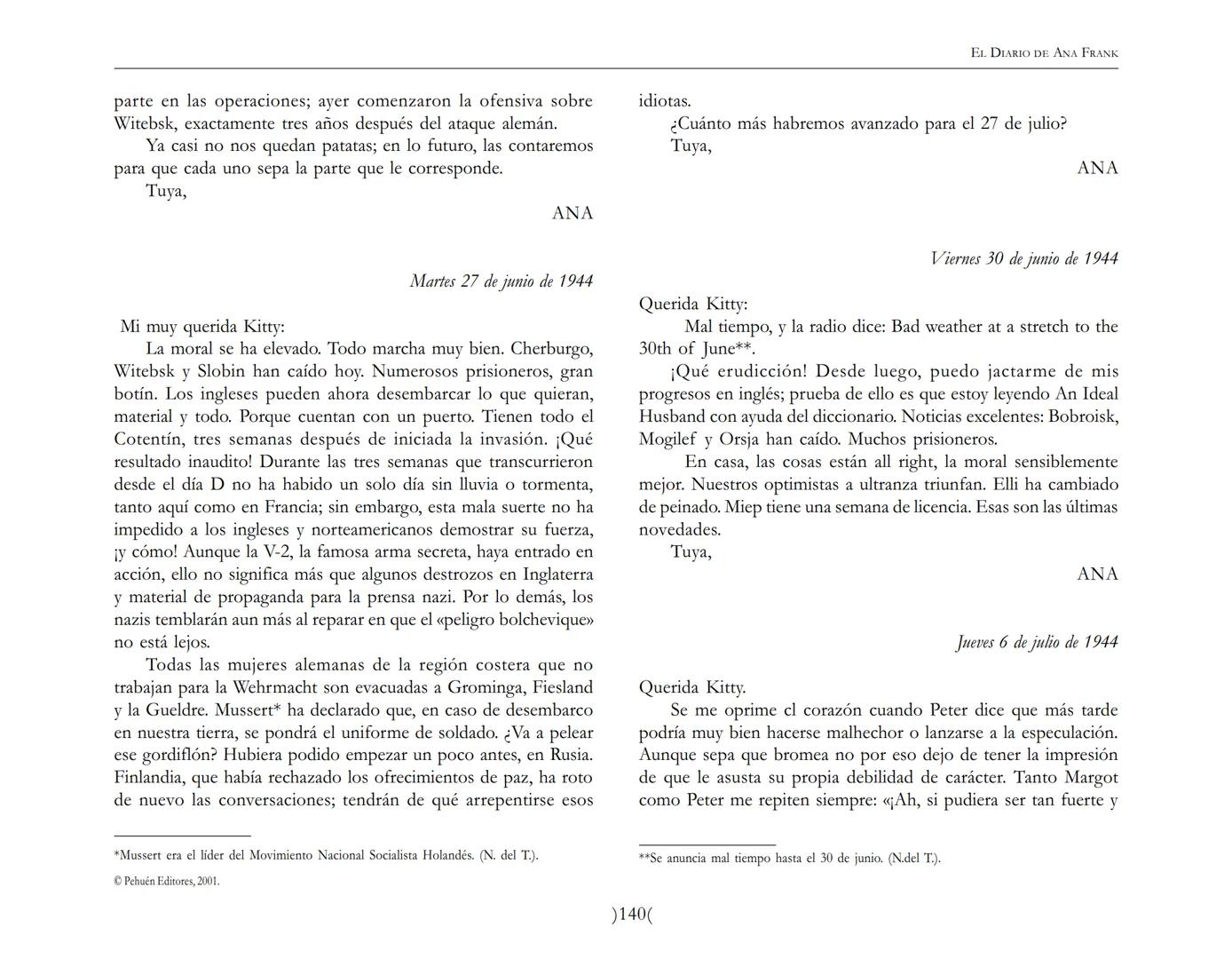 El Diario de
Ana Frank ## EL DIARIO DE ANA FRANK
## NOTA DEL TRADUCTOR
Función de mediar -de intermediar- entre dos mundos, entre
dos univ