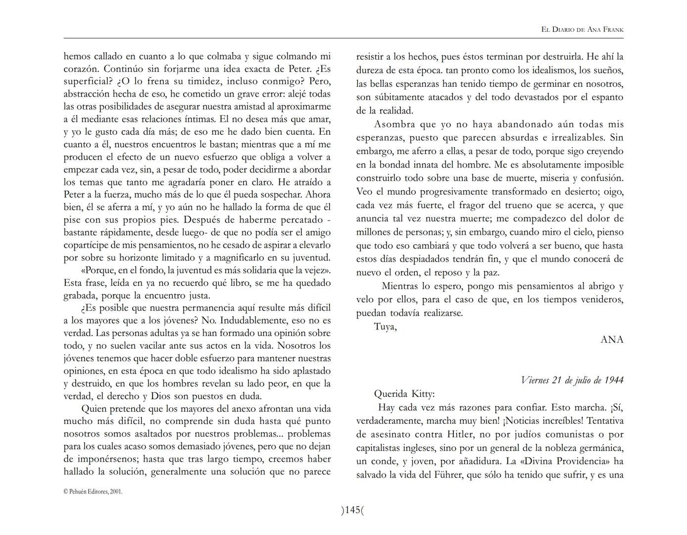 El Diario de
Ana Frank ## EL DIARIO DE ANA FRANK
## NOTA DEL TRADUCTOR
Función de mediar -de intermediar- entre dos mundos, entre
dos univ