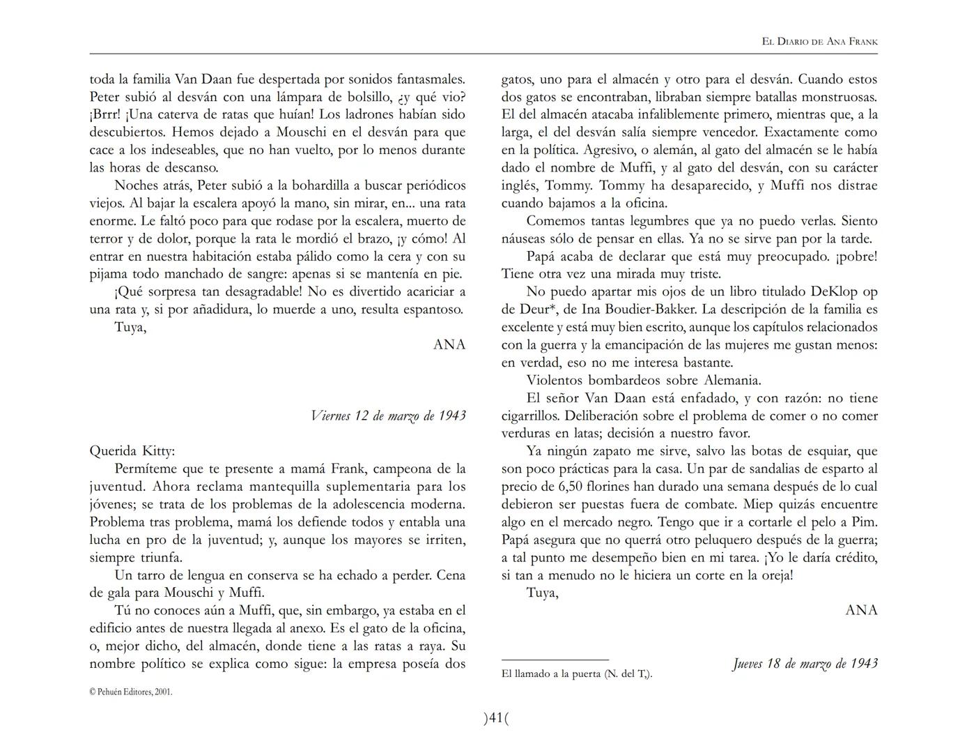 El Diario de
Ana Frank ## EL DIARIO DE ANA FRANK
## NOTA DEL TRADUCTOR
Función de mediar -de intermediar- entre dos mundos, entre
dos univ