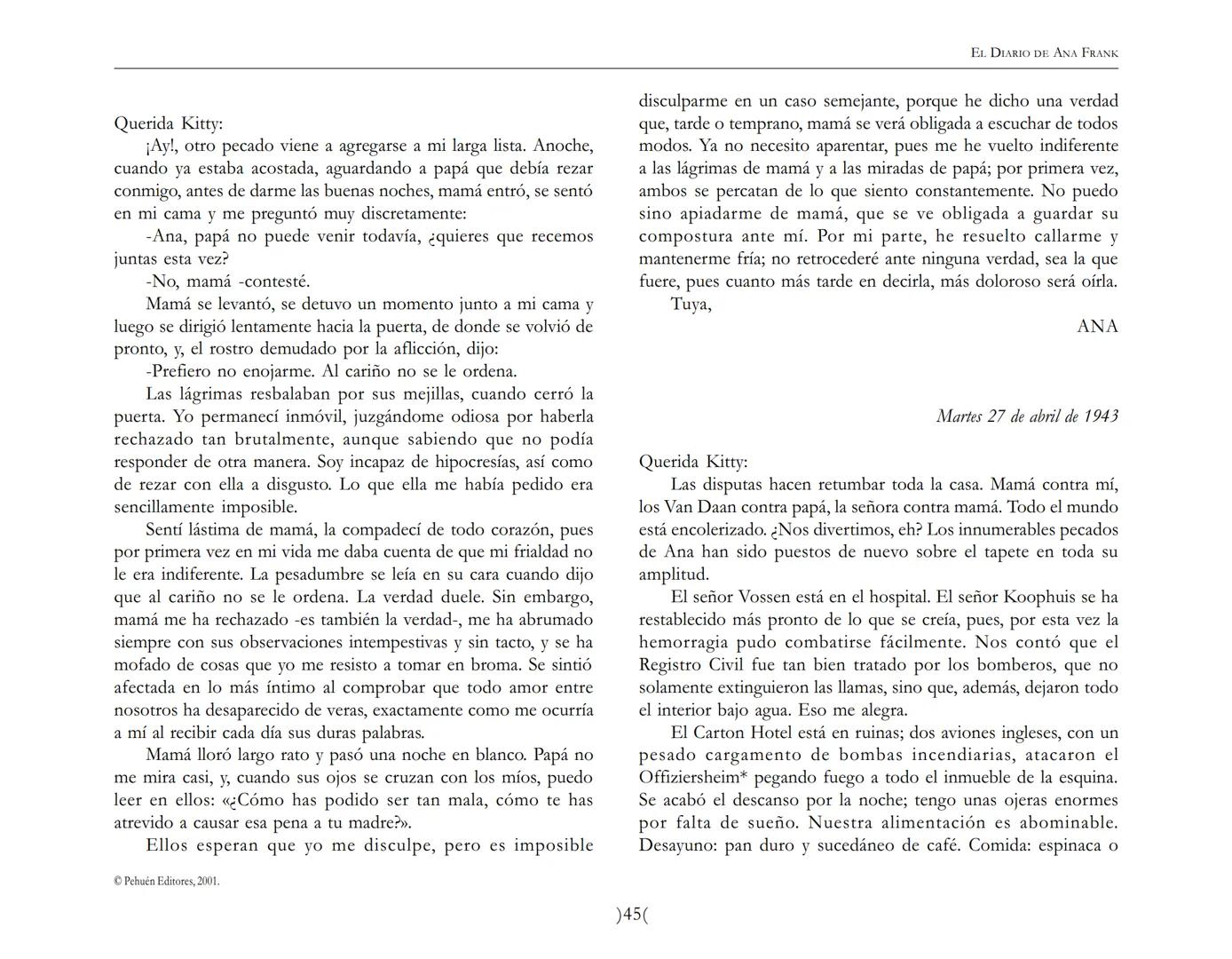 El Diario de
Ana Frank ## EL DIARIO DE ANA FRANK
## NOTA DEL TRADUCTOR
Función de mediar -de intermediar- entre dos mundos, entre
dos univ