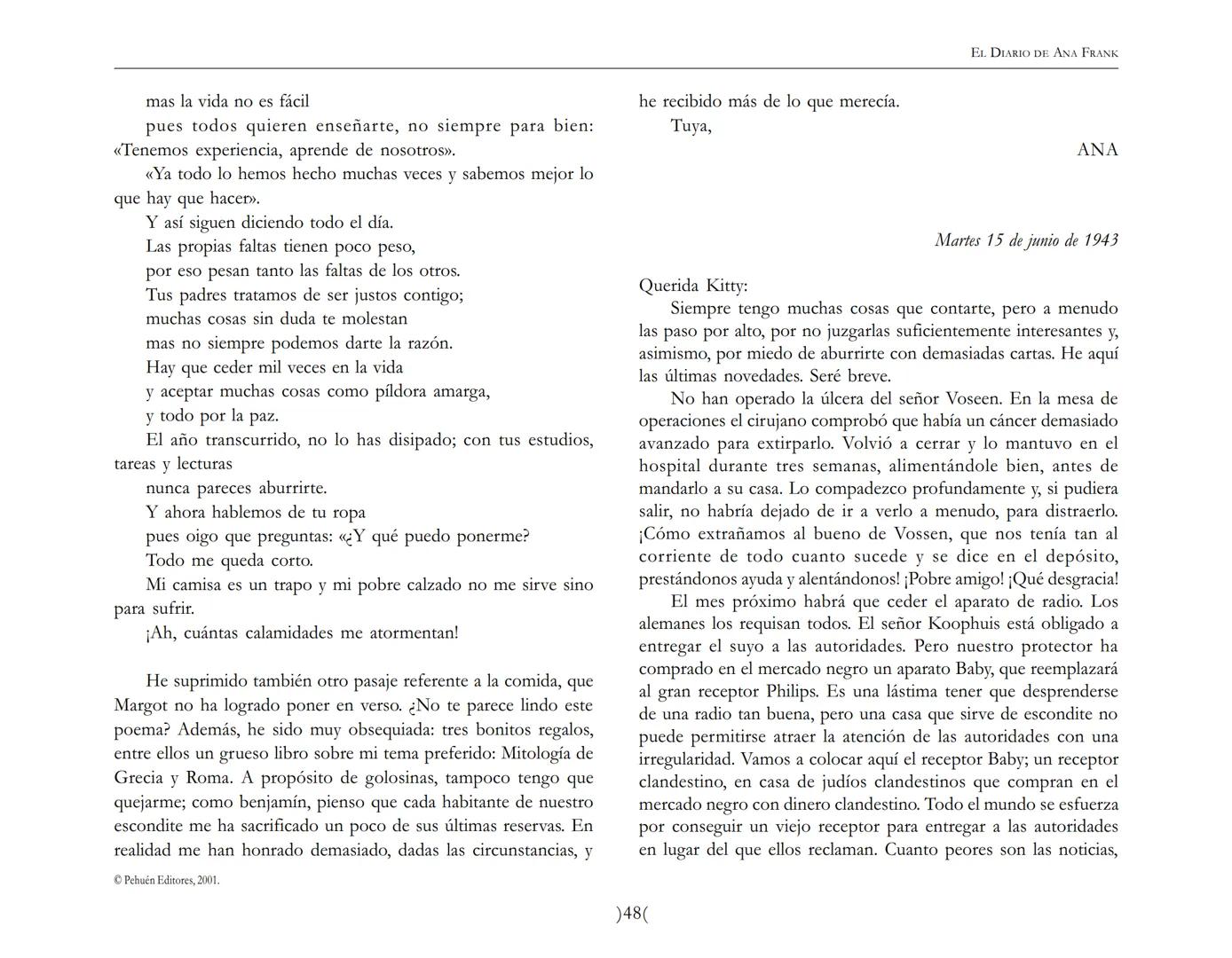 El Diario de
Ana Frank ## EL DIARIO DE ANA FRANK
## NOTA DEL TRADUCTOR
Función de mediar -de intermediar- entre dos mundos, entre
dos univ