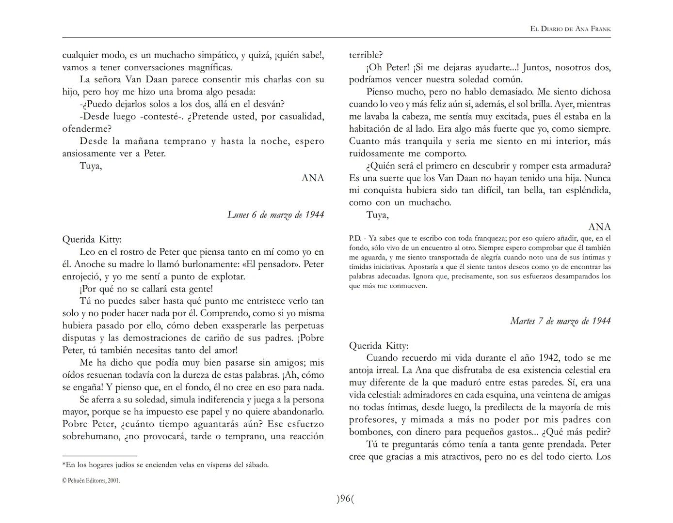 El Diario de
Ana Frank ## EL DIARIO DE ANA FRANK
## NOTA DEL TRADUCTOR
Función de mediar -de intermediar- entre dos mundos, entre
dos univ
