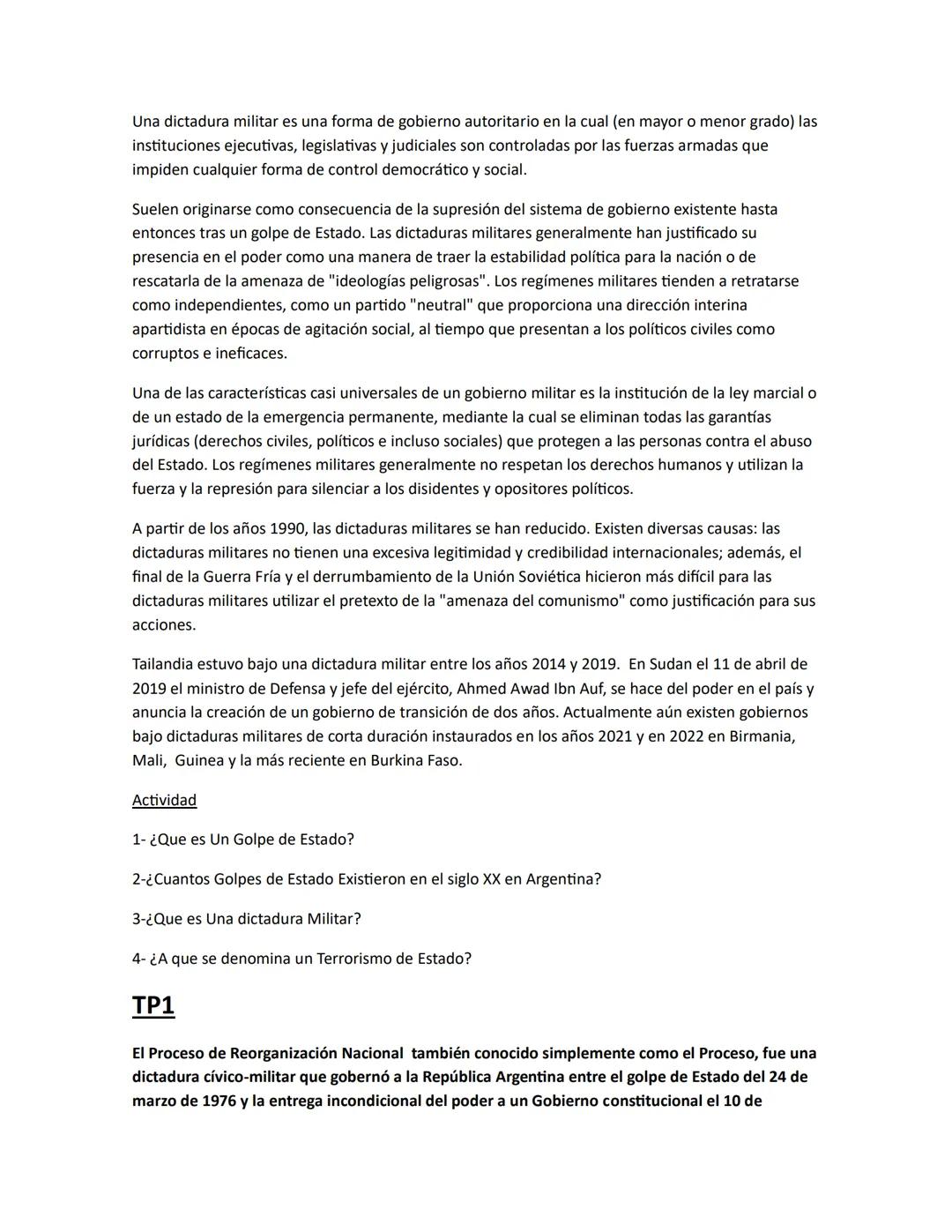 Historia
Golpe De Estado
Un golpe de Estado (calco del francés coup d'État) es la toma del poder político de un modo
repentino por parte de