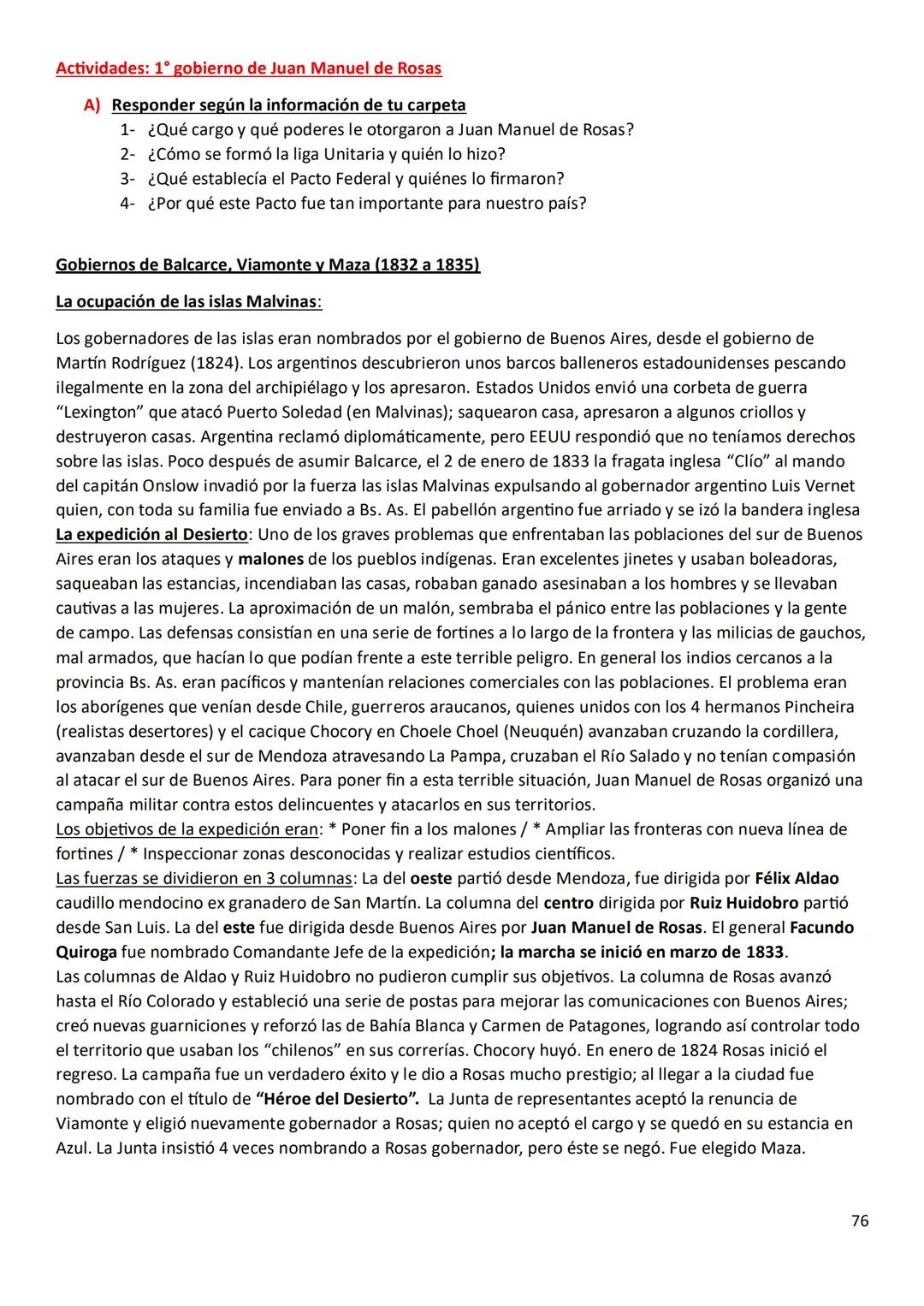 Actividades: 1° gobierno de Juan Manuel de Rosas
A) Responder según la información de tu carpeta
1- ¿Qué cargo y qué poderes le otorgaron a