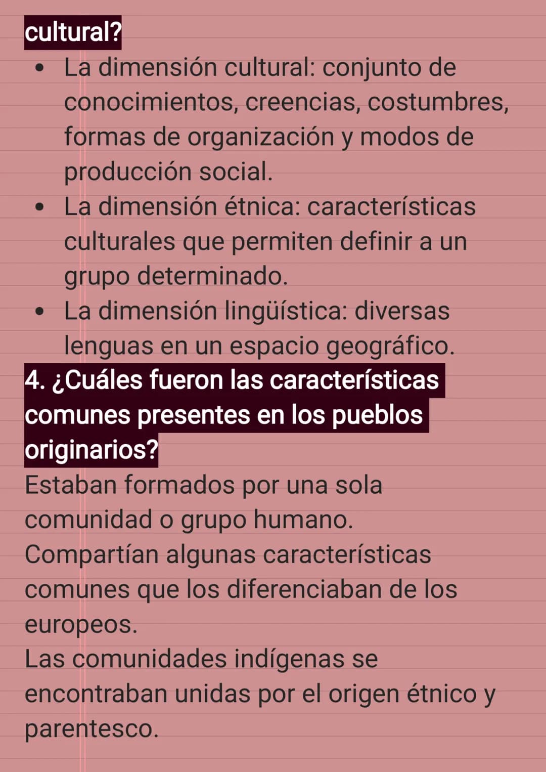 Diversidad cultural (pág. 44, 45 y 46)
1. Pueblos originarios: habitaban el
continente americano antes de la llegada
de los europeos en el s