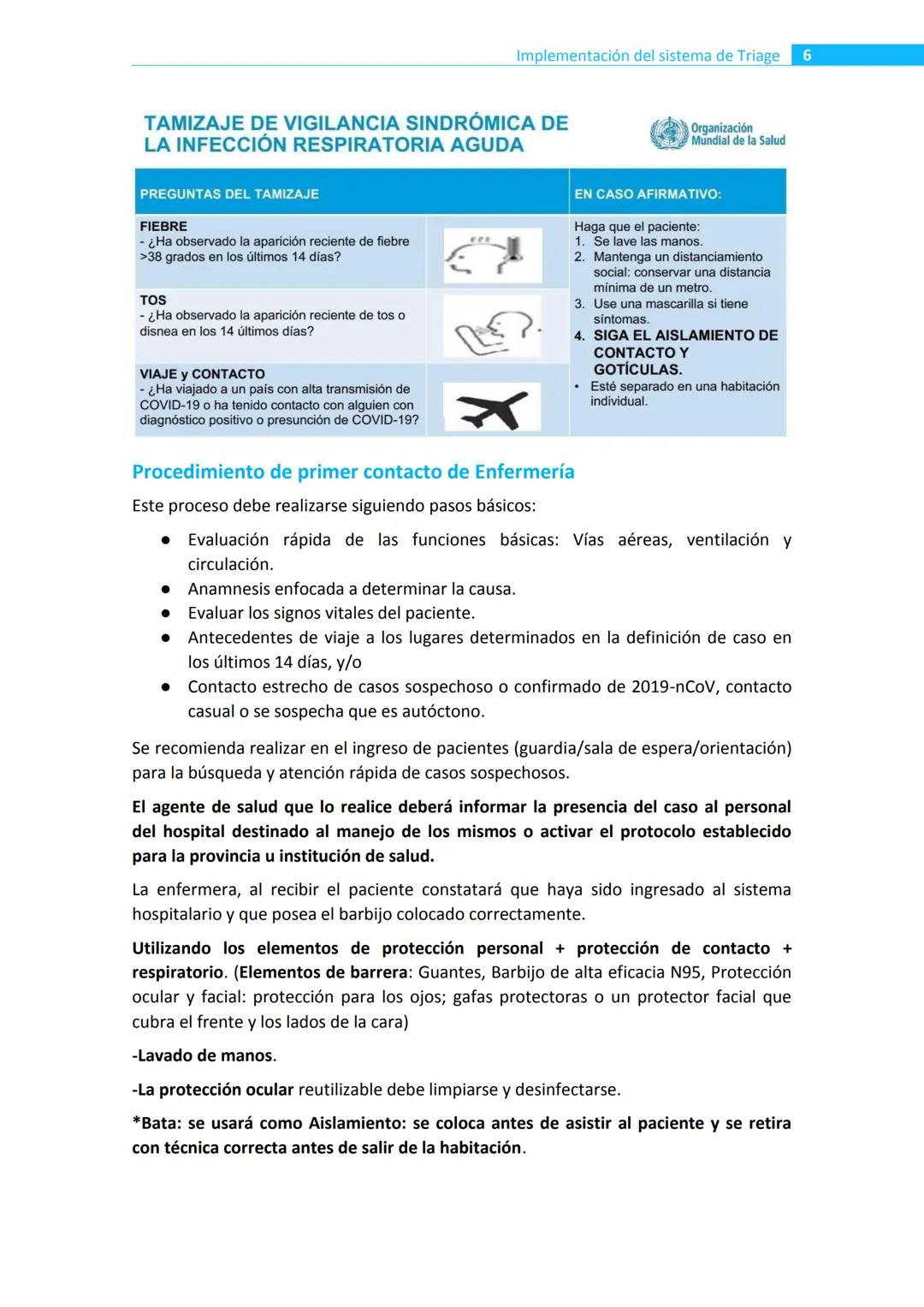 TRIAGE de Enfermería
Pacientes con infección respiratoria aguda
en establecimientos de salud
COVID 19
Ministerio de Salud
Argentina Implemen