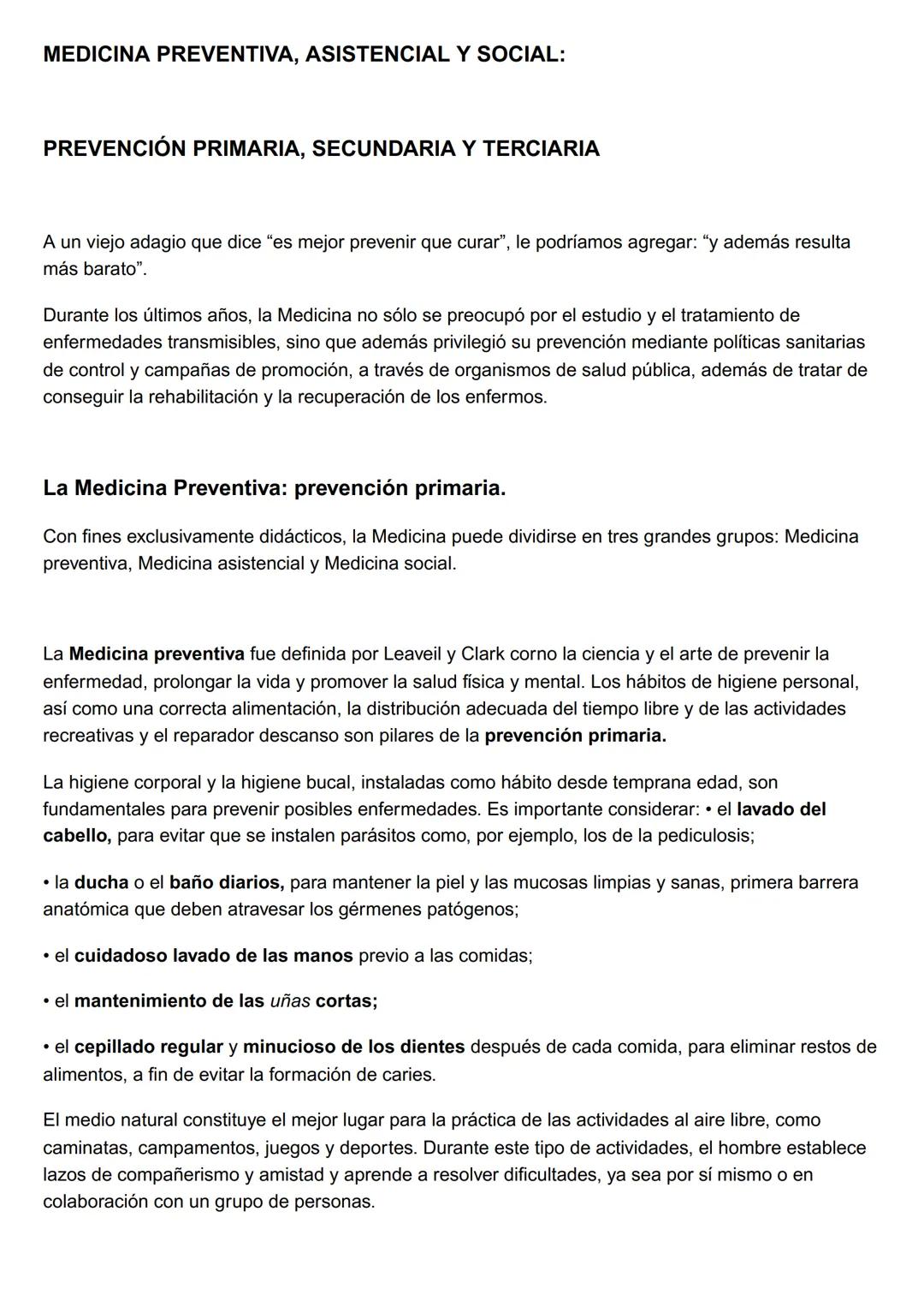 MEDICINA PREVENTIVA, ASISTENCIAL Y SOCIAL:
PREVENCIÓN PRIMARIA, SECUNDARIA Y TERCIARIA
A un viejo adagio que dice "es mejor prevenir que cur