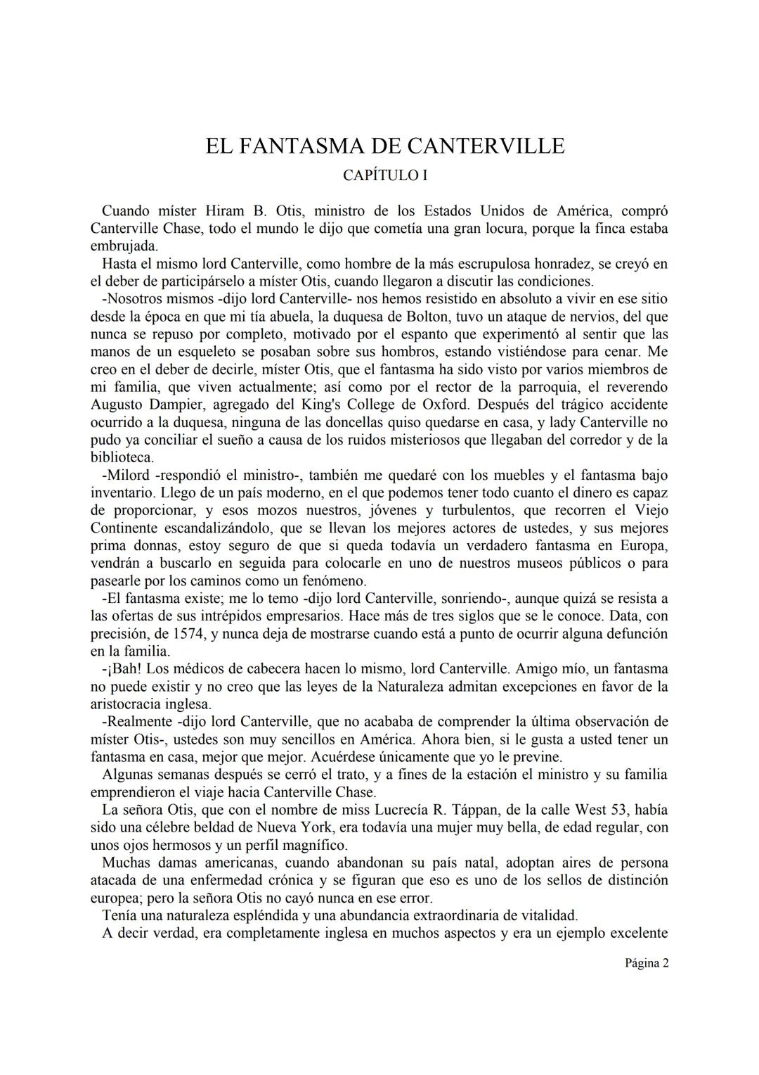 El fantasma
de Canterville
Oscar Wilde
Recursos de dominio público
designed by freepik.com
Oscar Wilde
EL FANTASMA DE CANTERVILLE
Oscar W