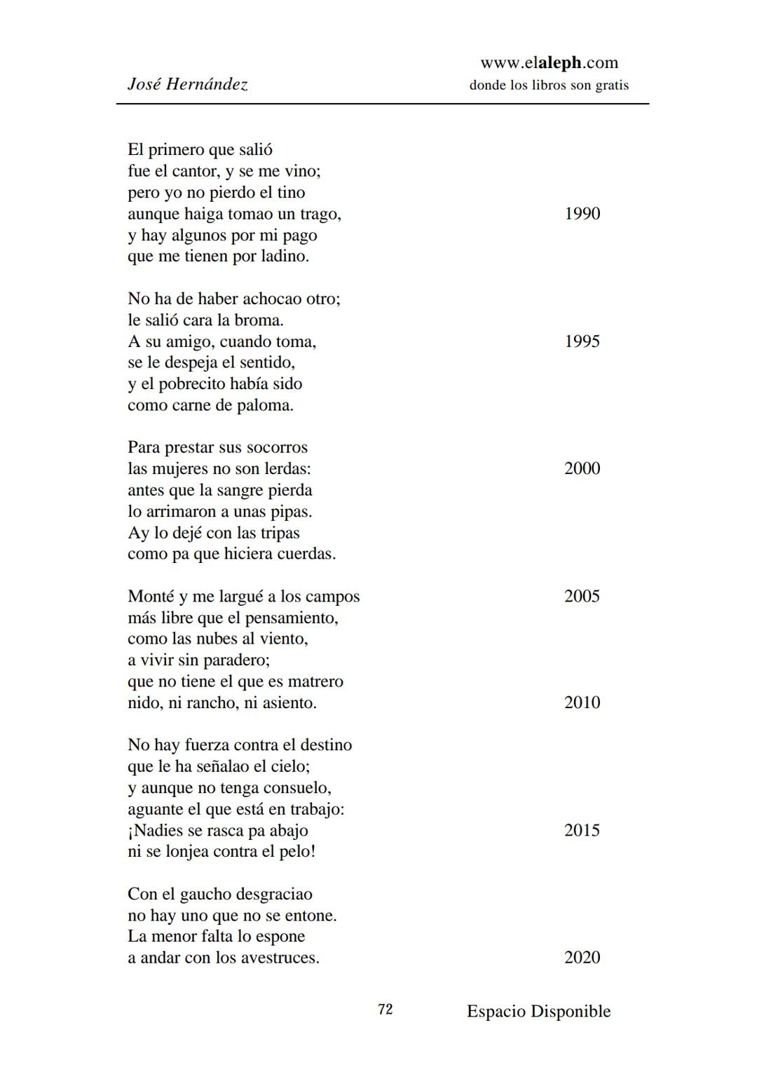 IMPRIMIR
MARTÍN FIERRO
JOSÉ HERNÁNDEZ
Espacio
Disponible Editado por
**elaleph.com**
© 1999 – Copyright www.elaleph.com
Todos los Derech