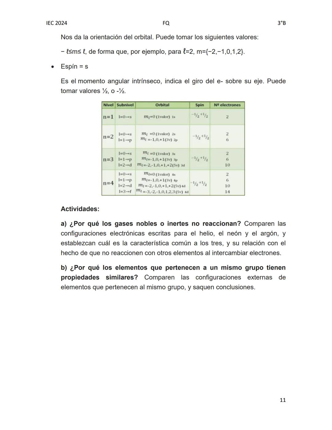IEC 2024
# Configuración electrónica
FQ
3°B
La configuración electrónica es el modo en que los electrones de un átomo de un
elemento se