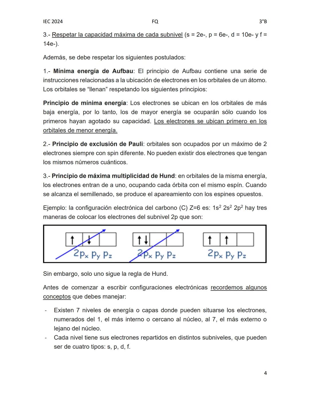 IEC 2024
# Configuración electrónica
FQ
3°B
La configuración electrónica es el modo en que los electrones de un átomo de un
elemento se