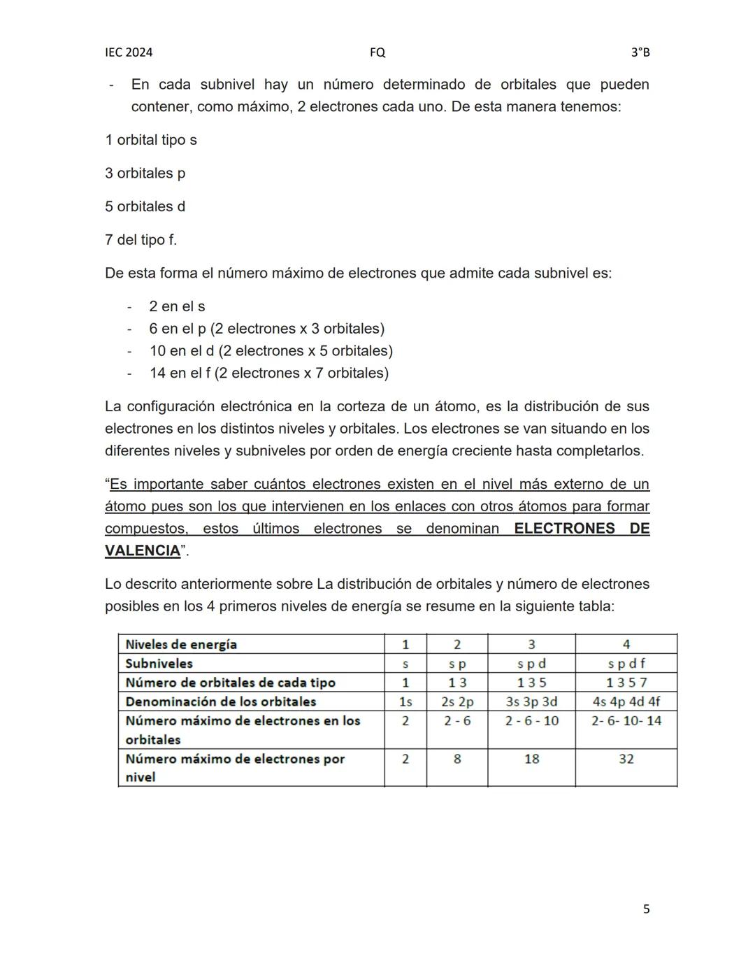 IEC 2024
# Configuración electrónica
FQ
3°B
La configuración electrónica es el modo en que los electrones de un átomo de un
elemento se