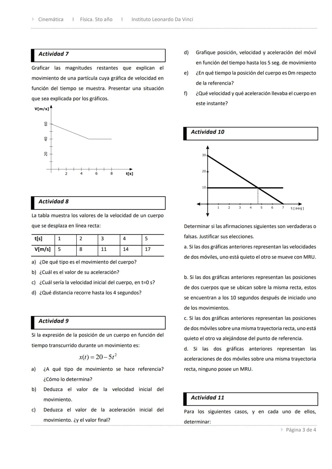 Física. 5to año ▸ Instituto Leonardo Da Vinci ▸ 28/03/2022
► Cinemática
Trabajo Práctico 1: MRU y MRUV ▸ Cinemática I Física. Sto año
Instit
