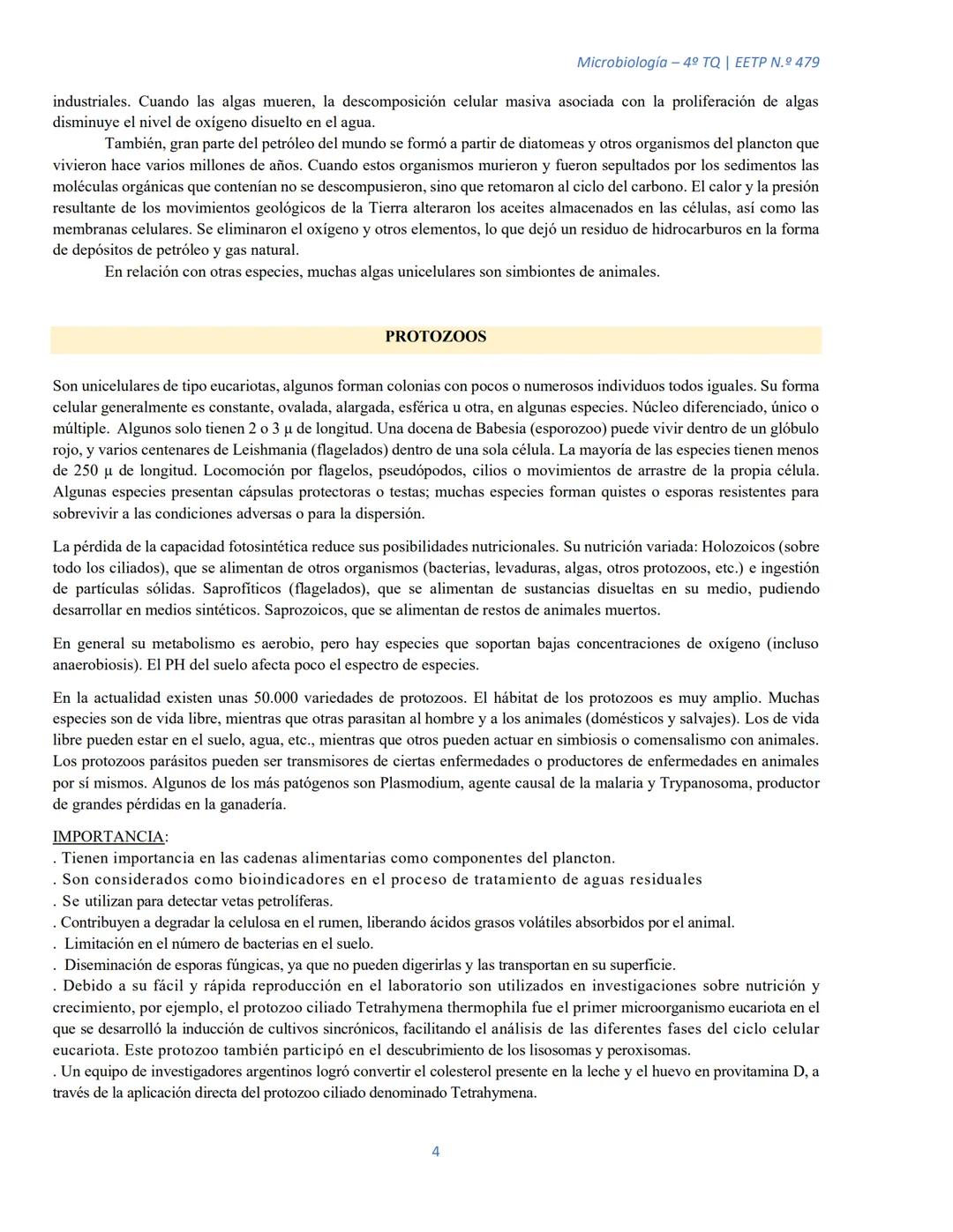 ## MICROORGANISMOS EUCARIOTAS
Microbiología – 4º TQ | ΕΕΤP N.º 479
Actualmente los microorganismos eucariotas son organismos muy simples, q