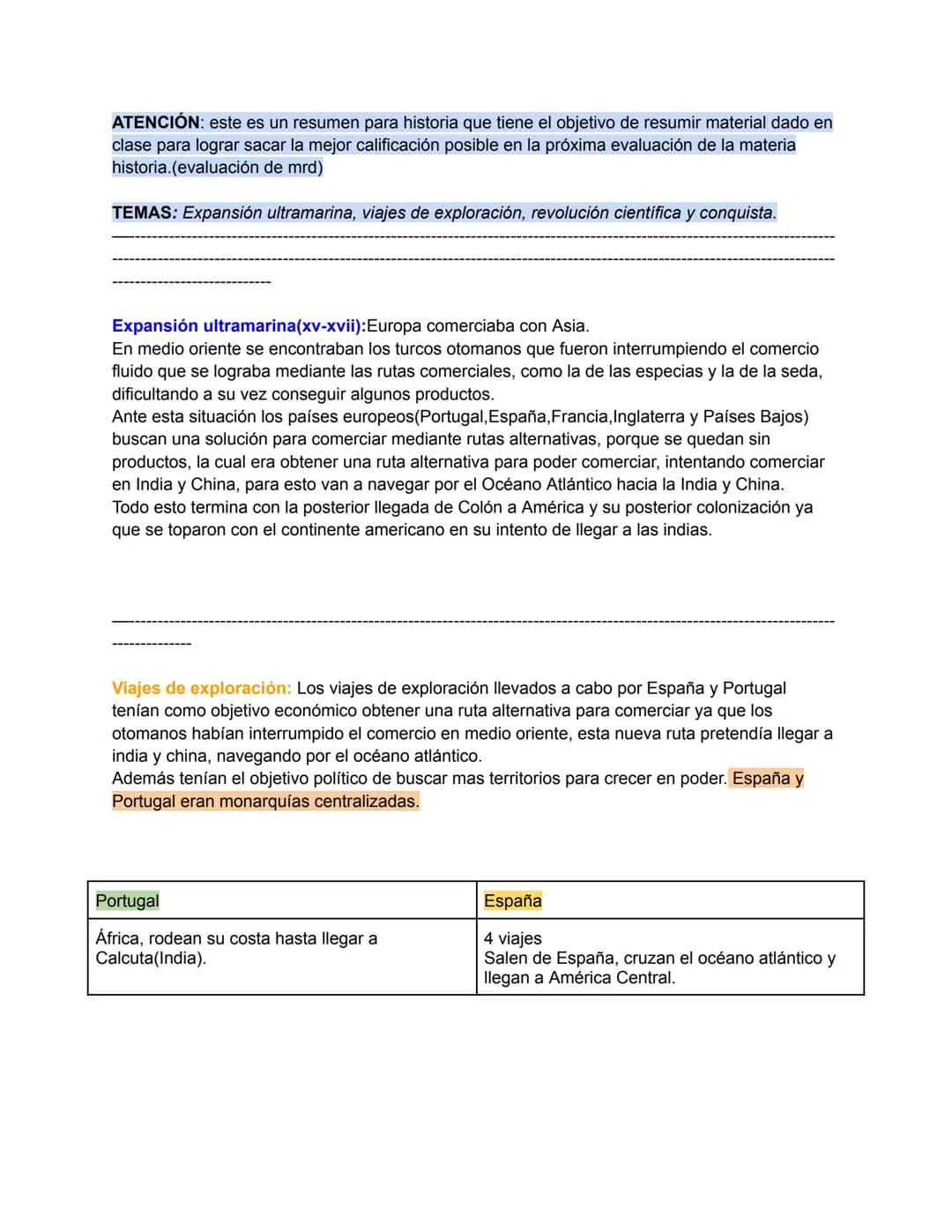 ATENCIÓN: este es un resumen para historia que tiene el objetivo de resumir material dado en
clase para lograr sacar la mejor calificación p