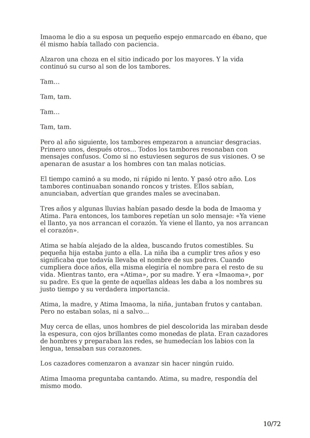 # El espejo africano
Liliana Bodoc
1/72 Esta es la historia de un espejo que va enlazando el destino de distintas
personas en distintos lu