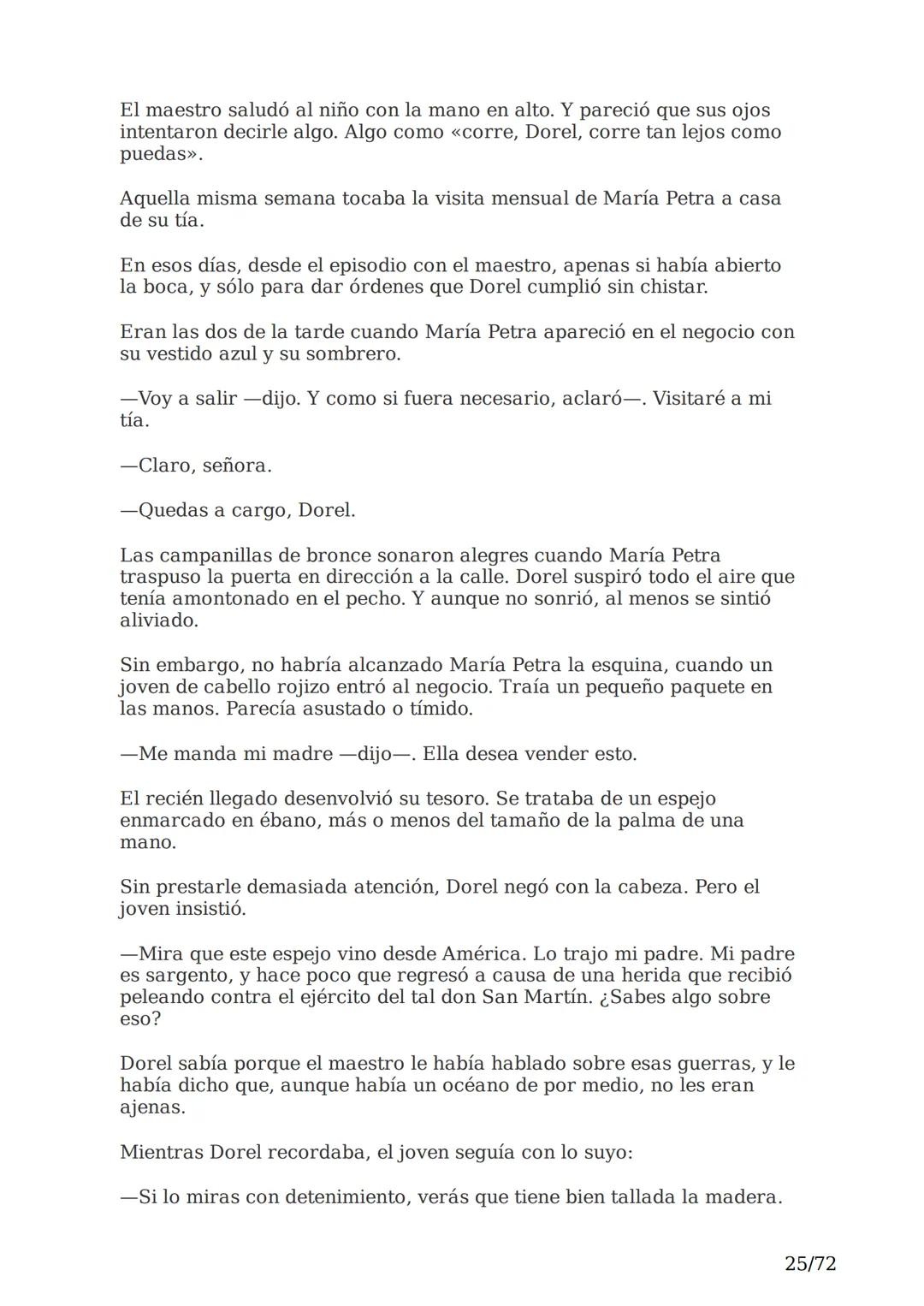 # El espejo africano
Liliana Bodoc
1/72 Esta es la historia de un espejo que va enlazando el destino de distintas
personas en distintos lu