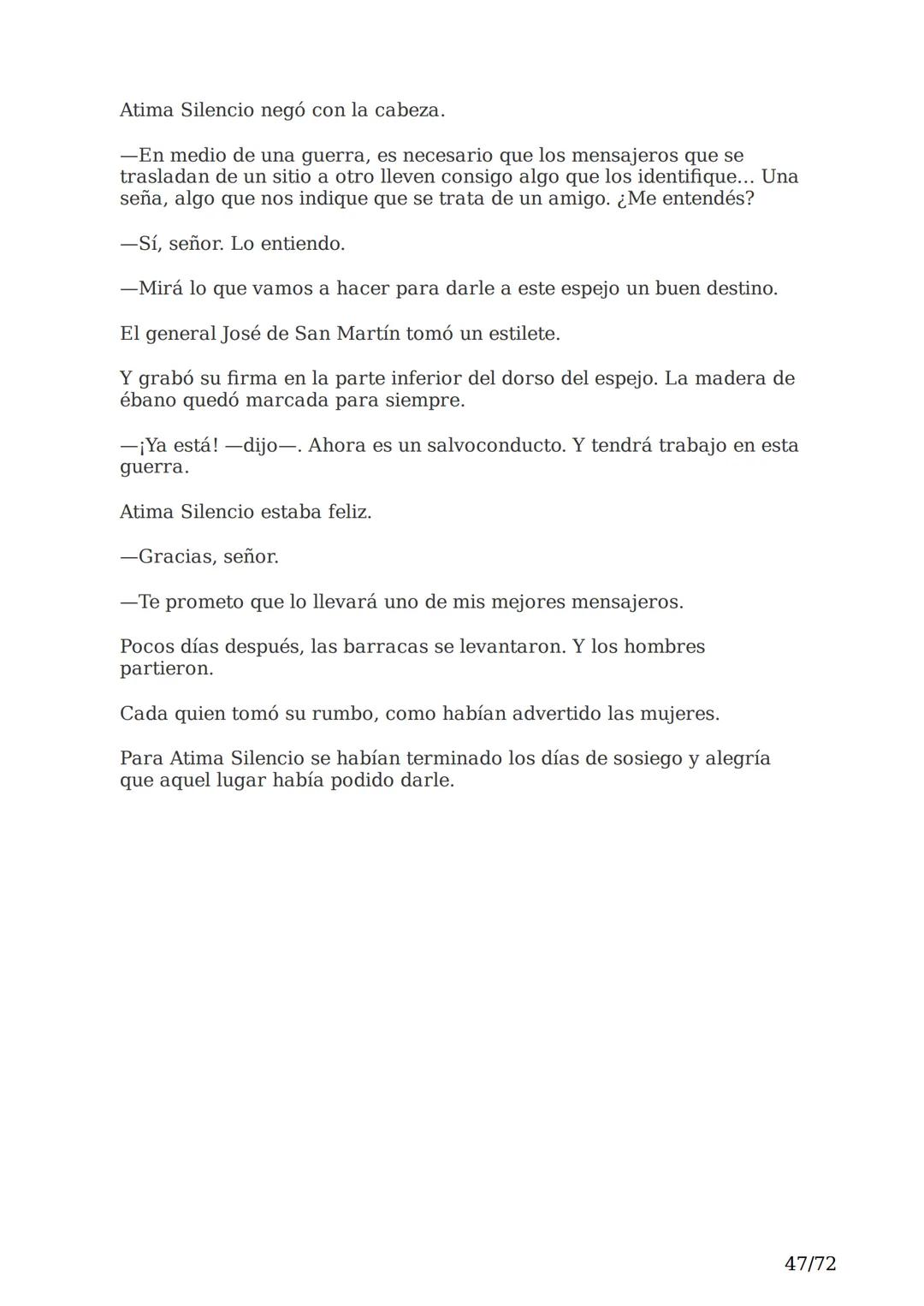 # El espejo africano
Liliana Bodoc
1/72 Esta es la historia de un espejo que va enlazando el destino de distintas
personas en distintos lu