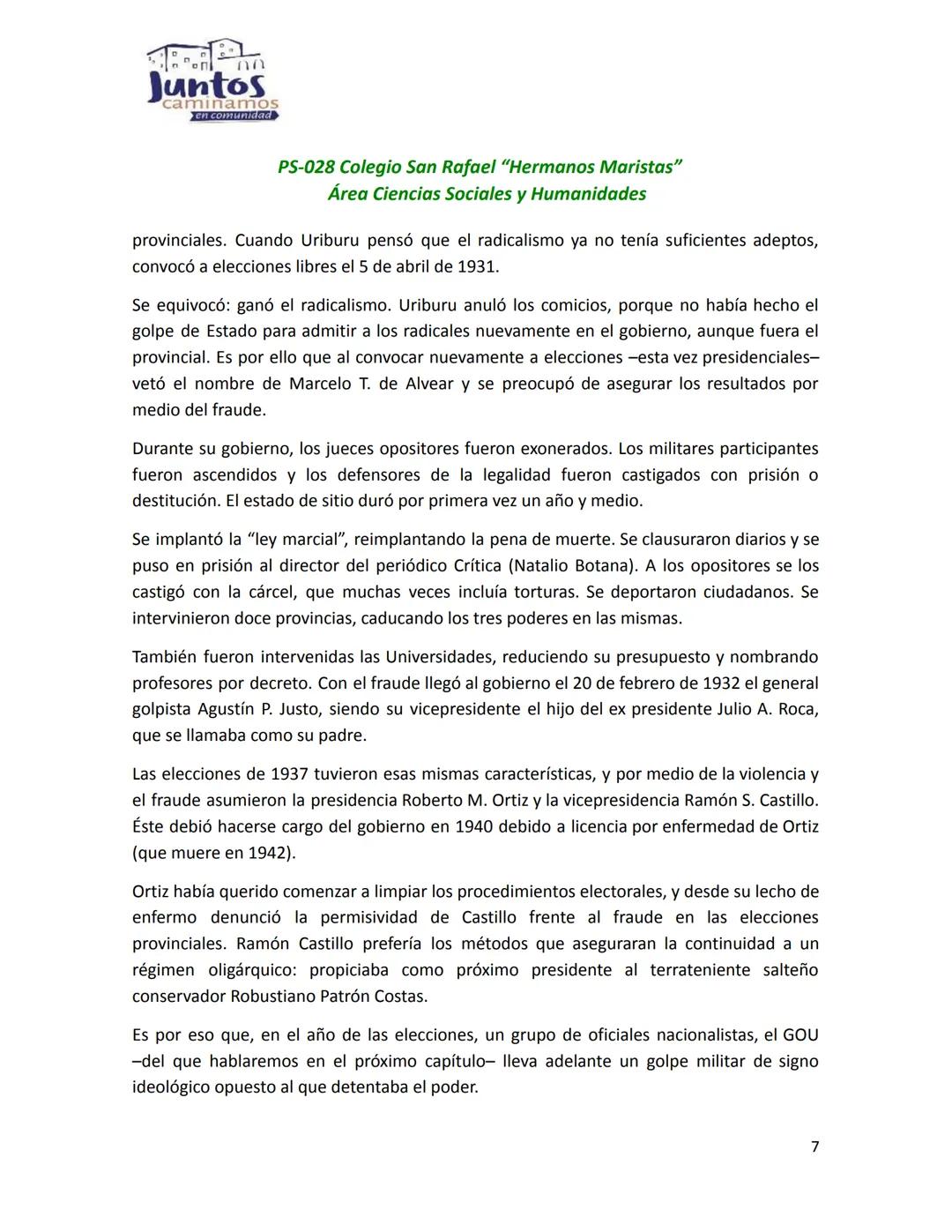 # Juntos
caminamos
en comunidad
PS-028 Colegio San Rafael "Hermanos Maristas"
Área Ciencias Sociales y Humanidades
# LA DÉCADA INFAME (193