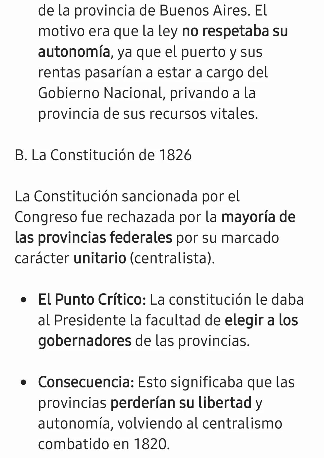 Resumen Histórico: Crisis y
Descentralización
• Ruptura de la unidad provisoria y
parcial (1816 a 1819) Esto dio lugar a
los Estados autóno