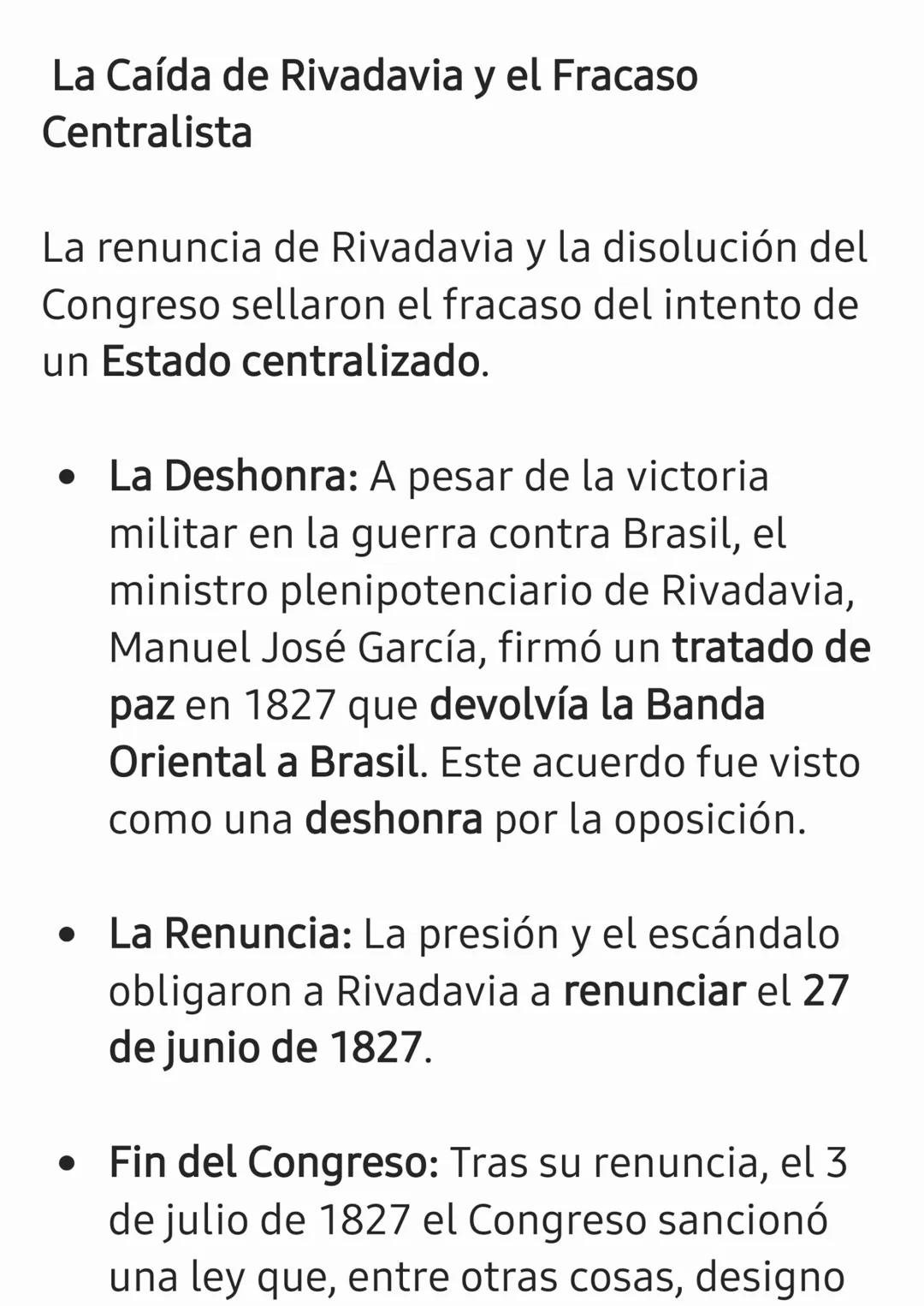 Resumen Histórico: Crisis y
Descentralización
• Ruptura de la unidad provisoria y
parcial (1816 a 1819) Esto dio lugar a
los Estados autóno