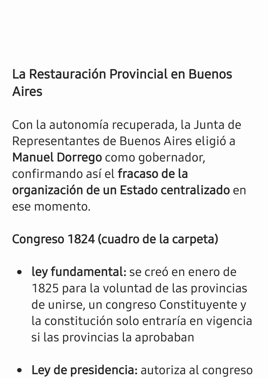 Resumen Histórico: Crisis y
Descentralización
• Ruptura de la unidad provisoria y
parcial (1816 a 1819) Esto dio lugar a
los Estados autóno