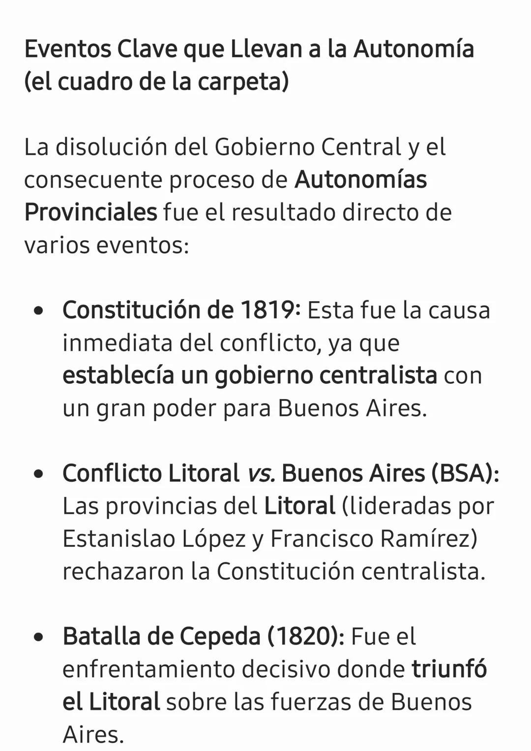 Resumen Histórico: Crisis y
Descentralización
• Ruptura de la unidad provisoria y
parcial (1816 a 1819) Esto dio lugar a
los Estados autóno