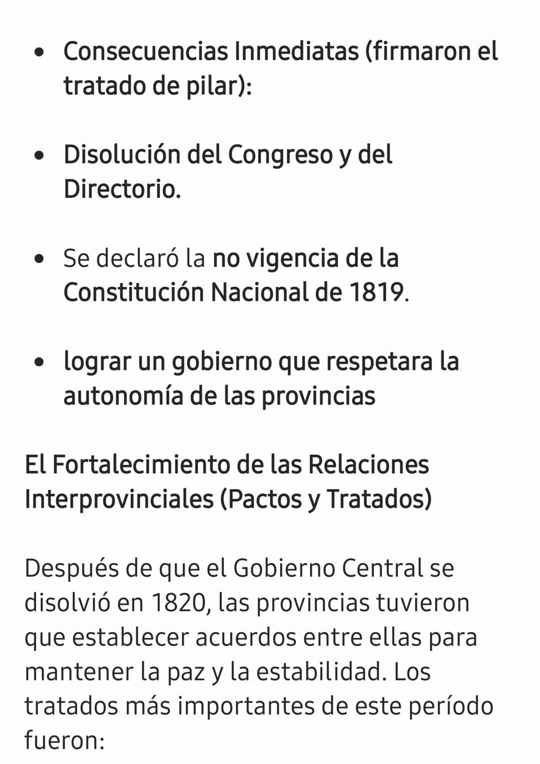 Resumen Histórico: Crisis y
Descentralización
• Ruptura de la unidad provisoria y
parcial (1816 a 1819) Esto dio lugar a
los Estados autóno