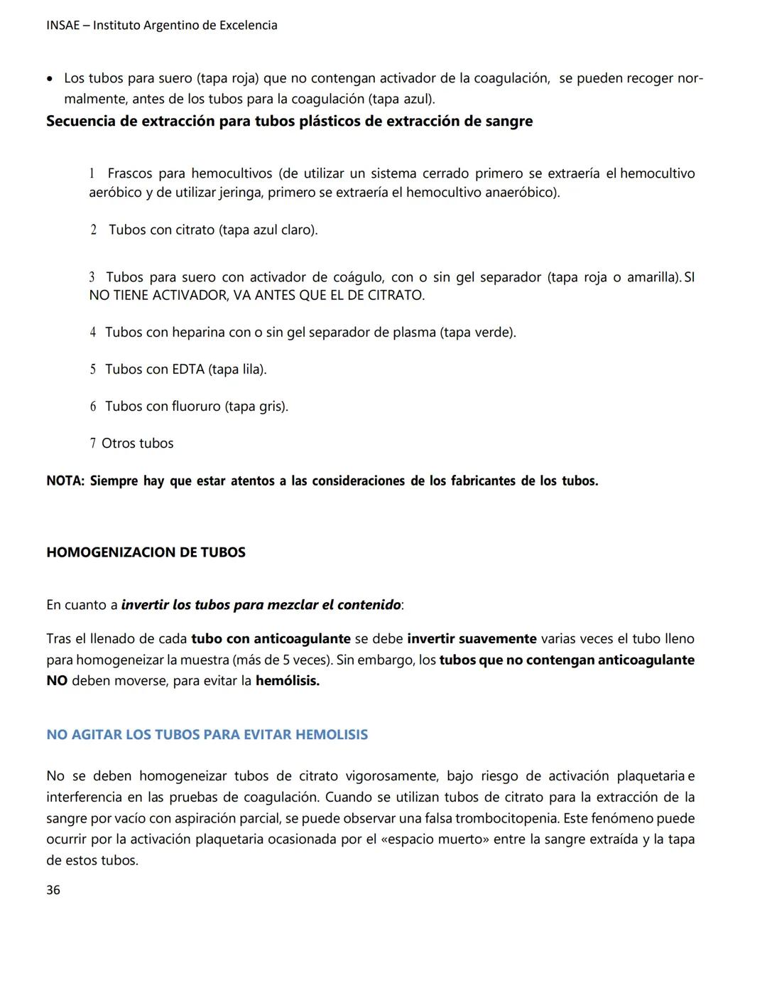 INSAE – Instituto Argentino de Excelencia
# MANUAL DEL CURSO
# EXTRACCIONISTA DE
# LABORATORIO CLINICO
1 INSAE - Instituto Argentino d