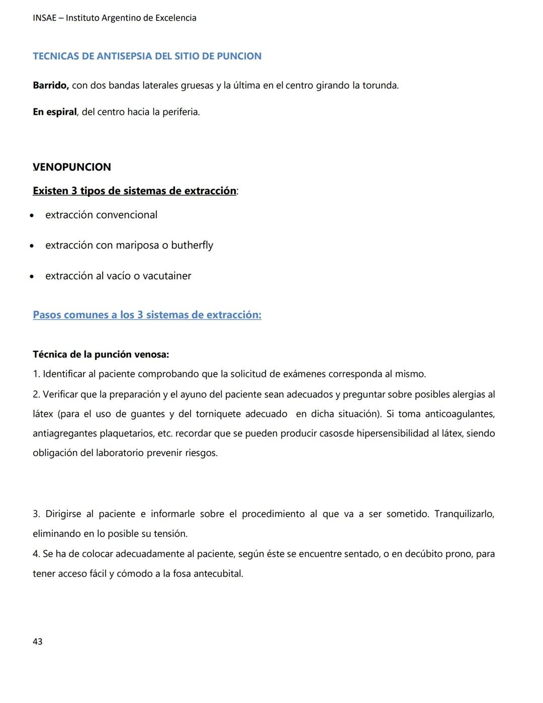 INSAE – Instituto Argentino de Excelencia
# MANUAL DEL CURSO
# EXTRACCIONISTA DE
# LABORATORIO CLINICO
1 INSAE - Instituto Argentino d
