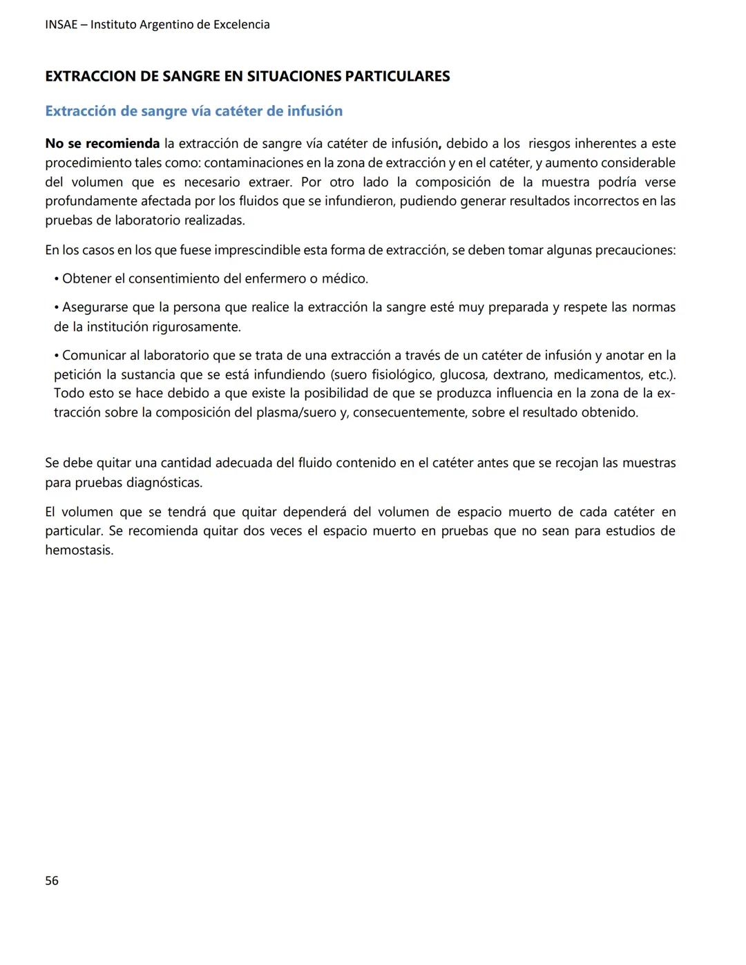 INSAE – Instituto Argentino de Excelencia
# MANUAL DEL CURSO
# EXTRACCIONISTA DE
# LABORATORIO CLINICO
1 INSAE - Instituto Argentino d