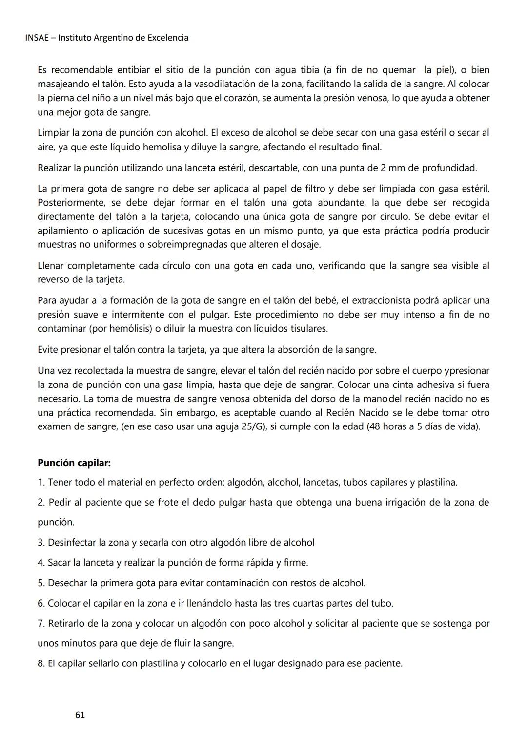 INSAE – Instituto Argentino de Excelencia
# MANUAL DEL CURSO
# EXTRACCIONISTA DE
# LABORATORIO CLINICO
1 INSAE - Instituto Argentino d