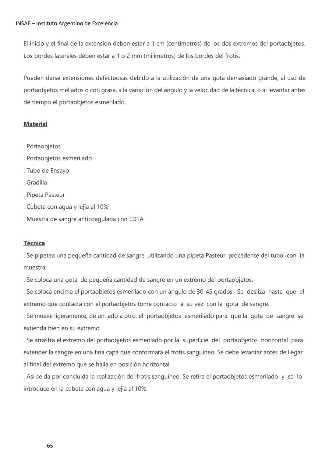 INSAE – Instituto Argentino de Excelencia
# MANUAL DEL CURSO
# EXTRACCIONISTA DE
# LABORATORIO CLINICO
1 INSAE - Instituto Argentino d