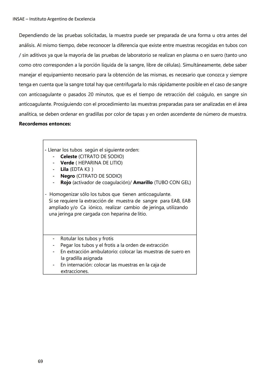 INSAE – Instituto Argentino de Excelencia
# MANUAL DEL CURSO
# EXTRACCIONISTA DE
# LABORATORIO CLINICO
1 INSAE - Instituto Argentino d