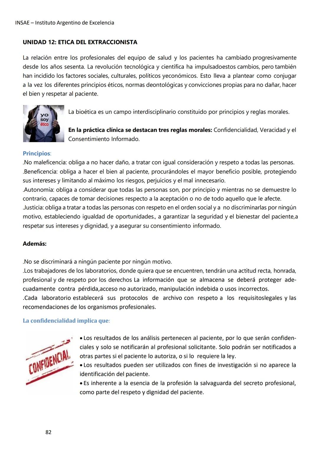 INSAE – Instituto Argentino de Excelencia
# MANUAL DEL CURSO
# EXTRACCIONISTA DE
# LABORATORIO CLINICO
1 INSAE - Instituto Argentino d