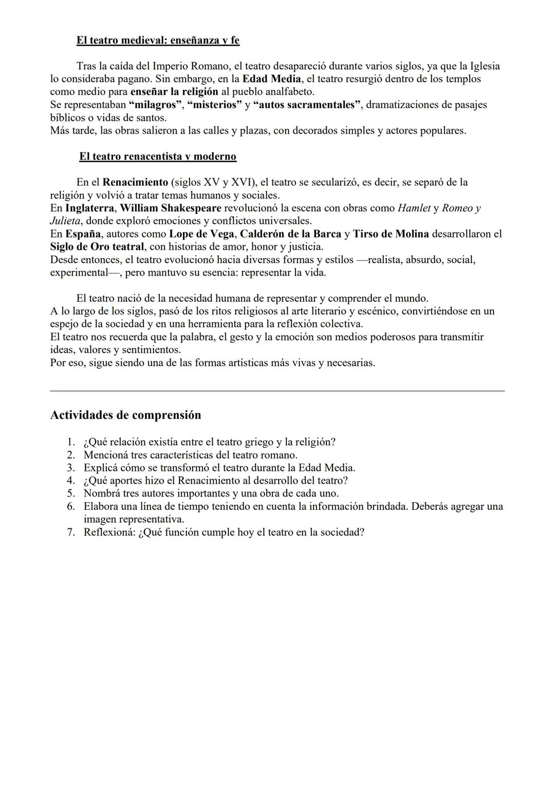 # El origen del teatro
El teatro es una de las expresiones artísticas más antiguas del ser humano. Nació de la
necesidad de representar, co