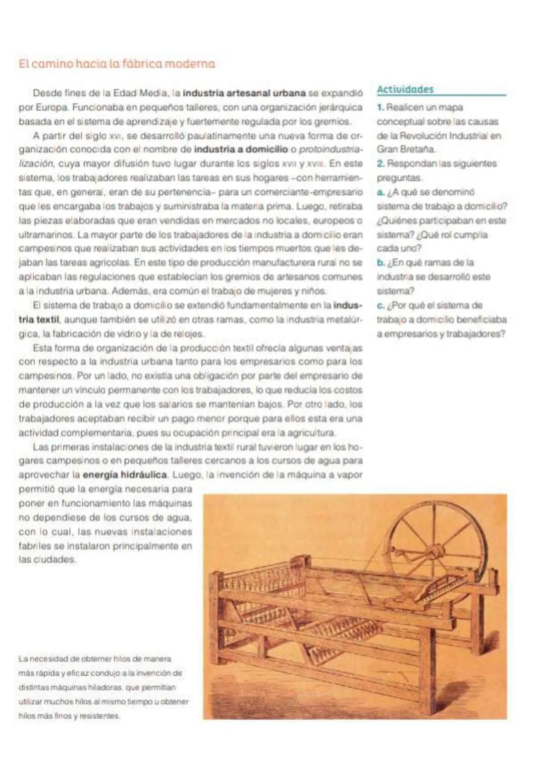 # El concepto de Revolución Industrial
Hilanderia de algodón. La máquina
de vapor fue una de las innovaciones
técnicas clave para el desarr