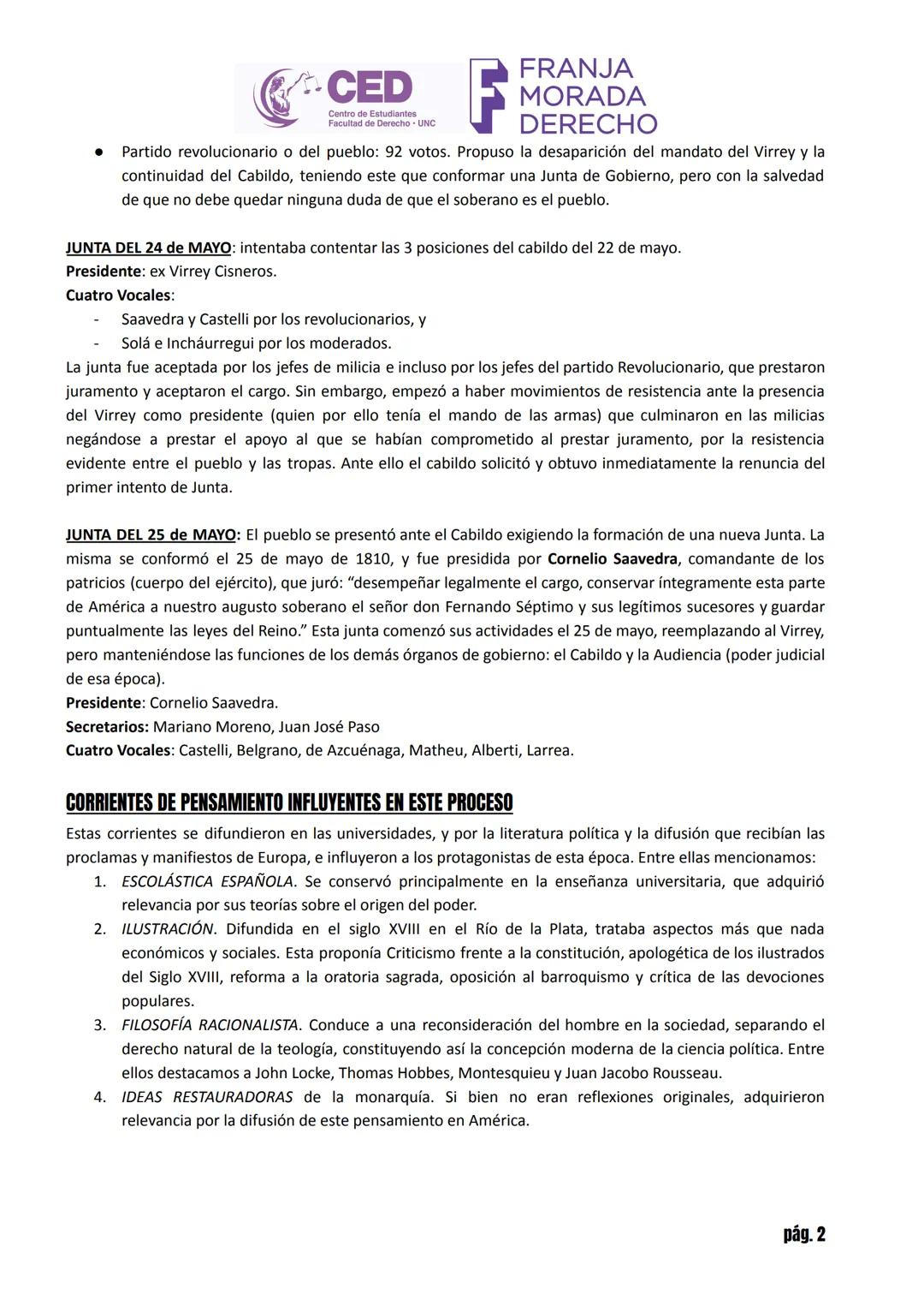 # CED MORADA
Centro de Estudiantes
Facultad de Derecho - UNC
# HISTORIA ARGENTINA
# INGRESO ABOGACÍA UNC 2025 - TOMO I
## LA CONFORMACIÓN