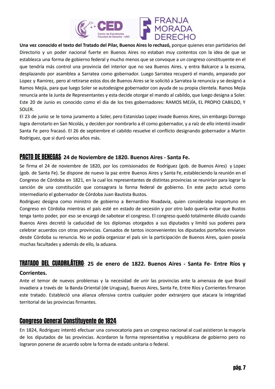 # CED MORADA
Centro de Estudiantes
Facultad de Derecho - UNC
# HISTORIA ARGENTINA
# INGRESO ABOGACÍA UNC 2025 - TOMO I
## LA CONFORMACIÓN