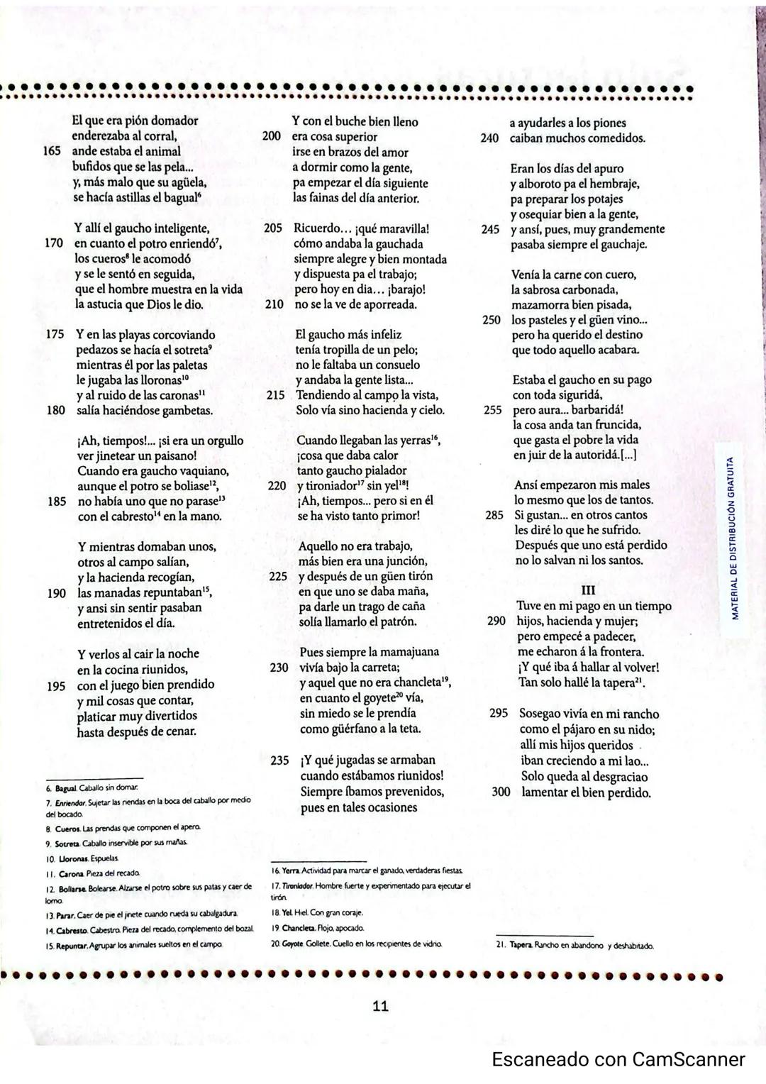 # Solo lecturas
El poema Martín Fierro de José Hernández está dividido en dos partes -cono-
cidas como la Ida y la Vuelta-. En la Ida el pe