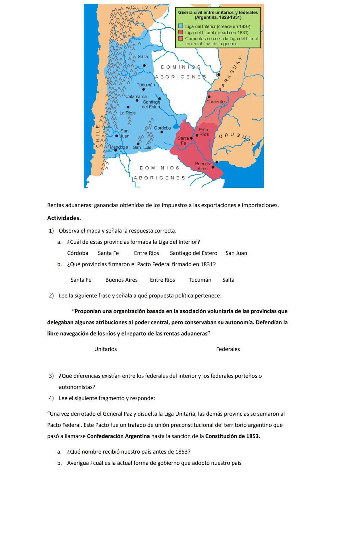 # UNITARIOS Y FEDERALES
A modo de síntesis: durante el periodo revolucionario y de independencia de España
(1810-1820) fracasaron los inten