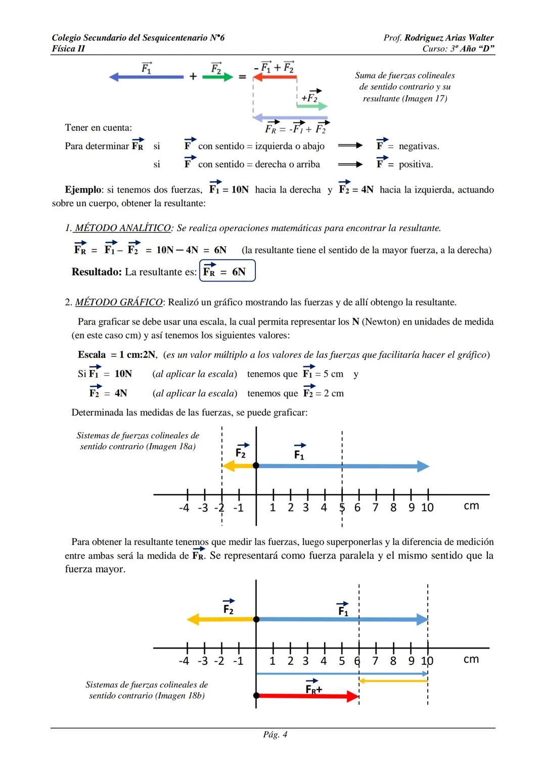 # Colegio Secundario del Sesquicentenario N°6
Física II
Prof. Rodriguez, Arias Walter
Curso: 3º Año "D"
# SISTEMA DE FUERZAS
Cuando sobre