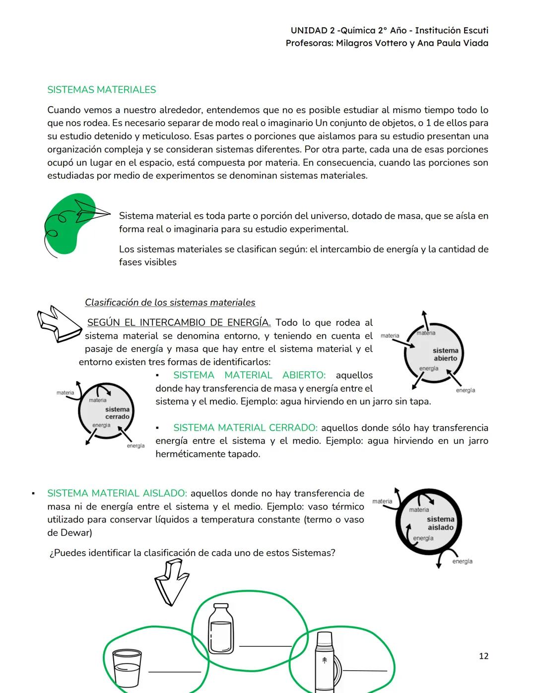 UNIDAD II
UNIDAD 2 -Química 2º Año - Institución Escuti
Profesoras: Milagros Vottero y Ana Paula Viada
MATERIAL PARA ESTUDIO - UNIDAD II