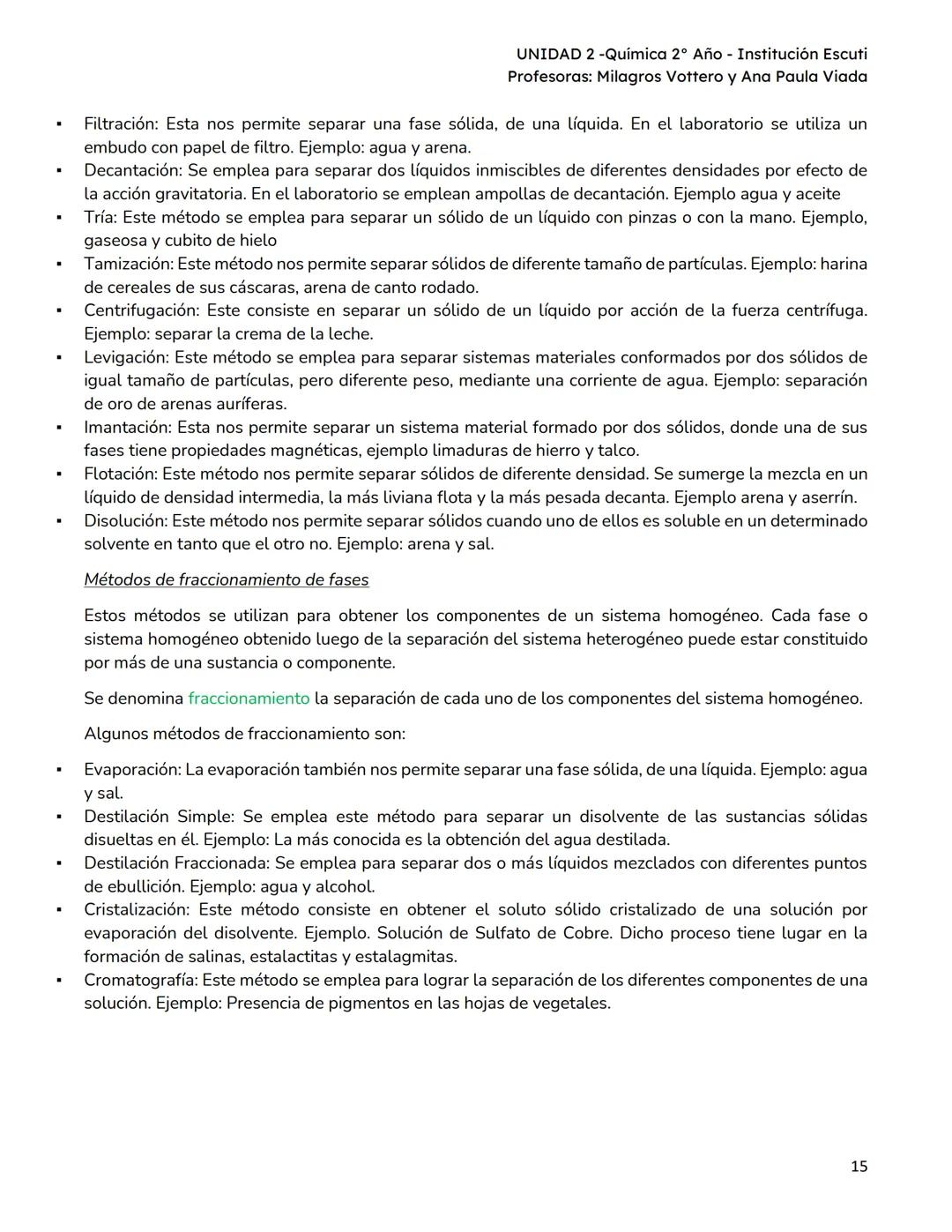 UNIDAD II
UNIDAD 2 -Química 2º Año - Institución Escuti
Profesoras: Milagros Vottero y Ana Paula Viada
MATERIAL PARA ESTUDIO - UNIDAD II