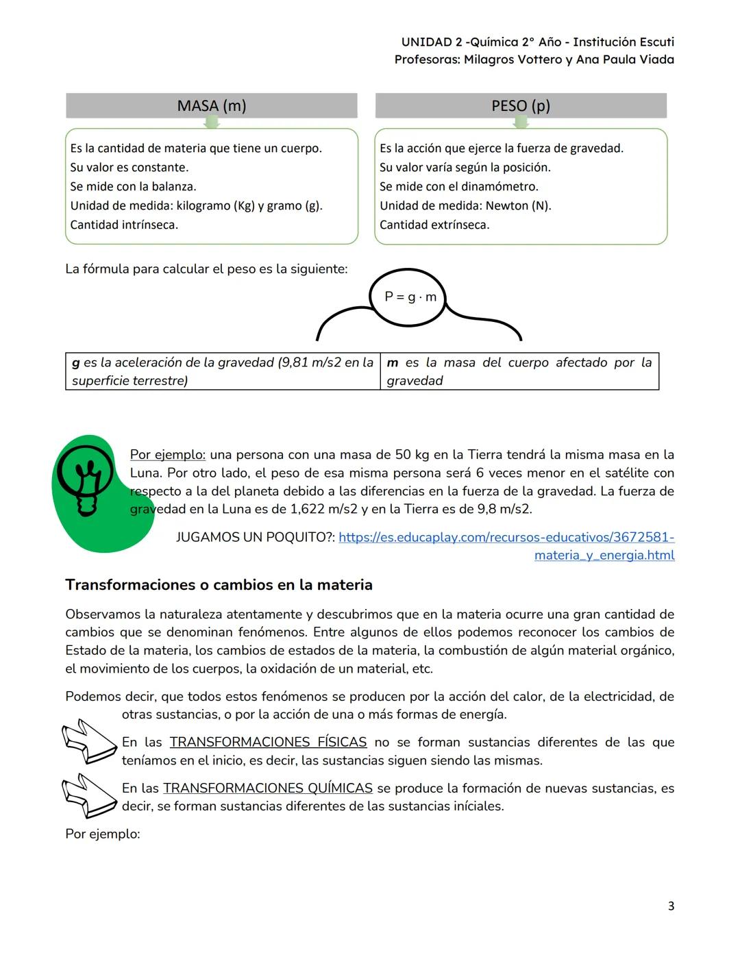 UNIDAD II
UNIDAD 2 -Química 2º Año - Institución Escuti
Profesoras: Milagros Vottero y Ana Paula Viada
MATERIAL PARA ESTUDIO - UNIDAD II
