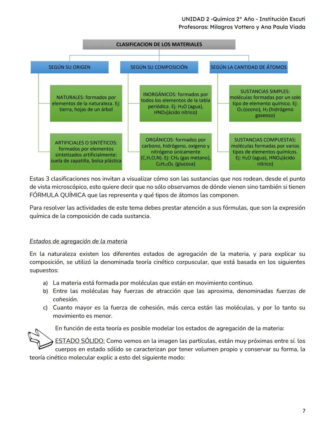UNIDAD II
UNIDAD 2 -Química 2º Año - Institución Escuti
Profesoras: Milagros Vottero y Ana Paula Viada
MATERIAL PARA ESTUDIO - UNIDAD II