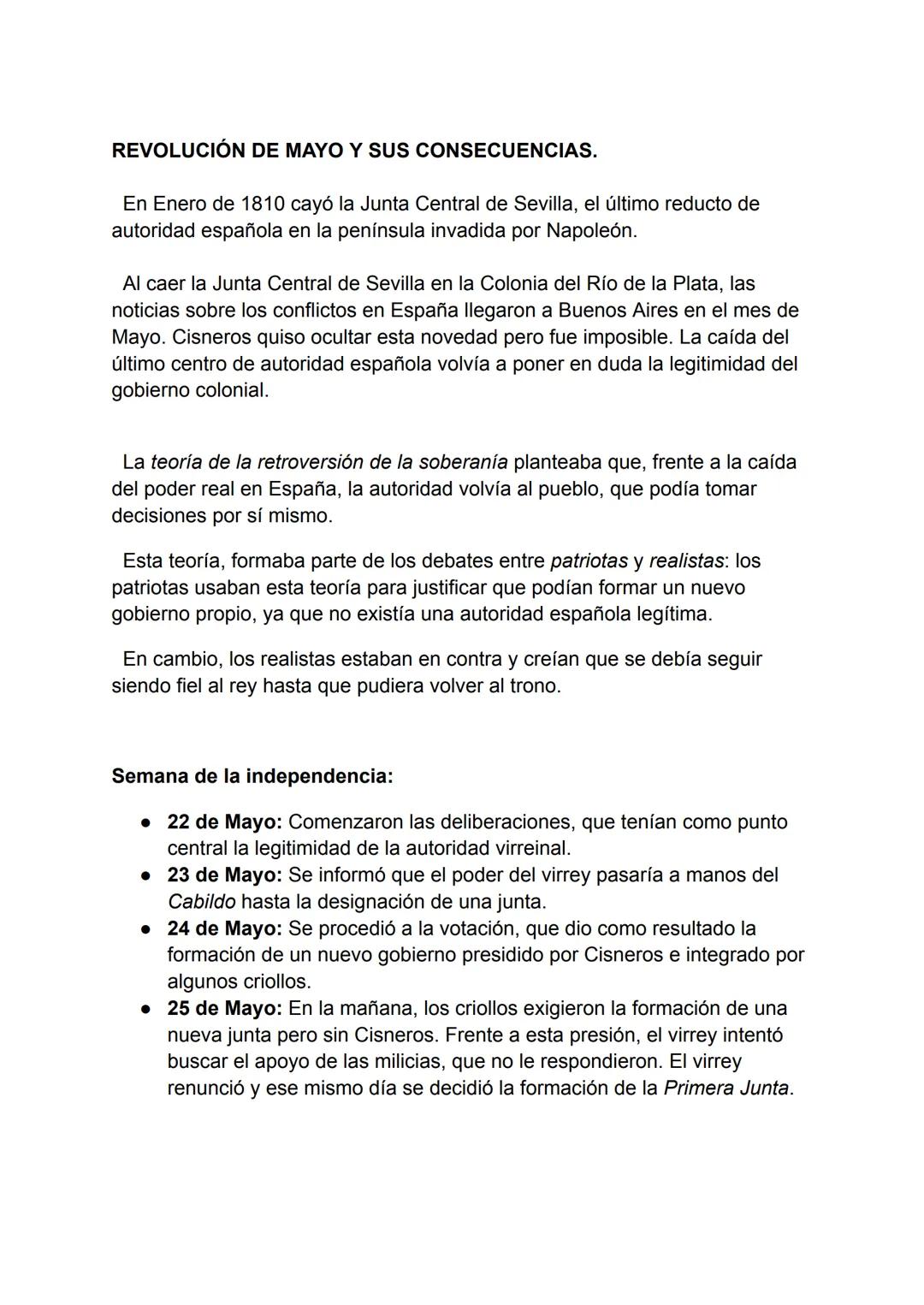 # RESUMEN HISTORIA: EL DERRUMBE DE LA MONARQUÍA ESPAÑOLA Y
LA INDEPENDENCIA EN EL RÍO DE LA PLATA.
# EL DERRUMBE DE LA MONARQUÍA ESPAÑOLA.