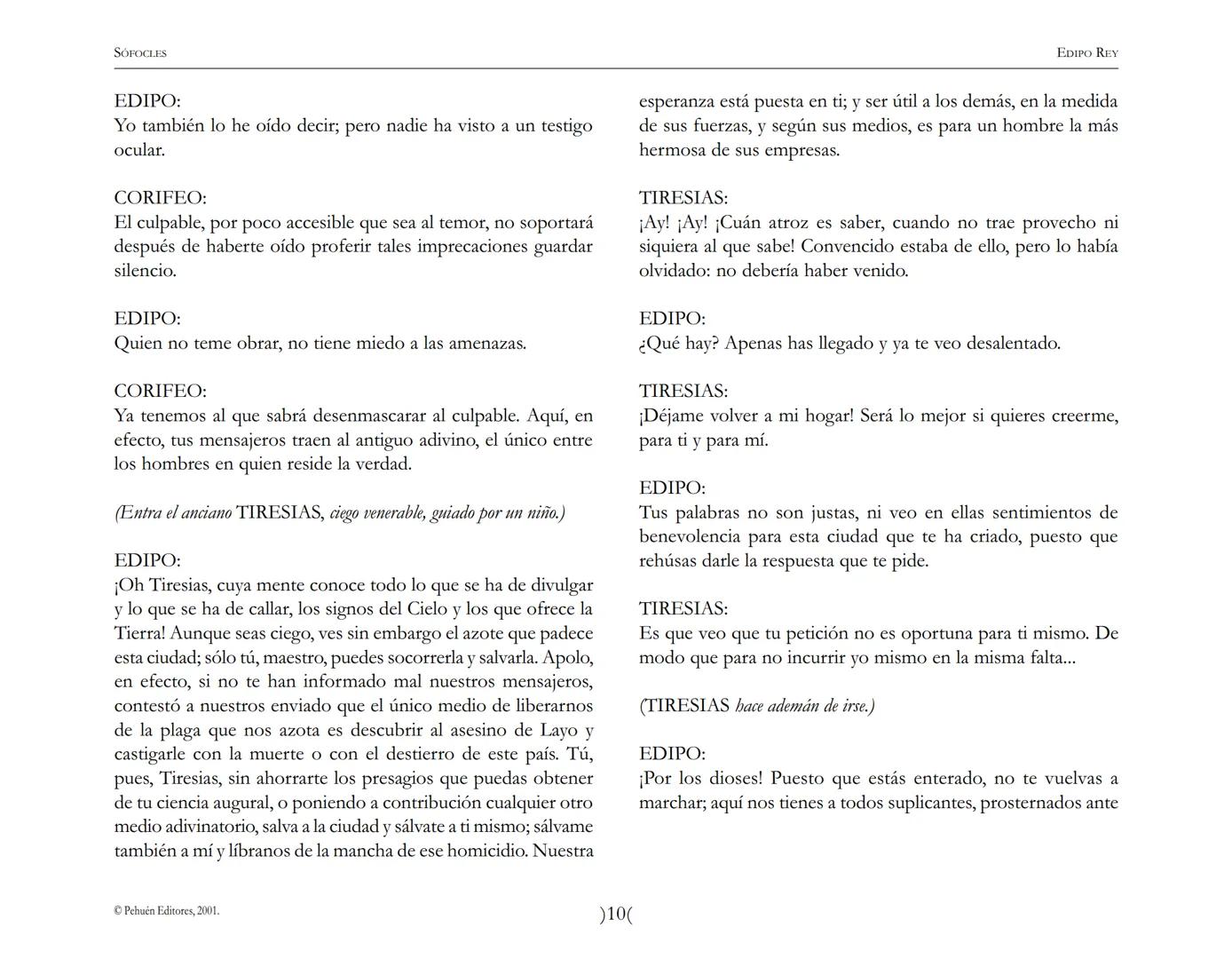 # Edipo Rey
Sófocles SOFOCLES
EDIPO REY
ARGUMENTO
Esta tragedia, considerada como la obra maestra del teatro antiguo, es una
leyenda de