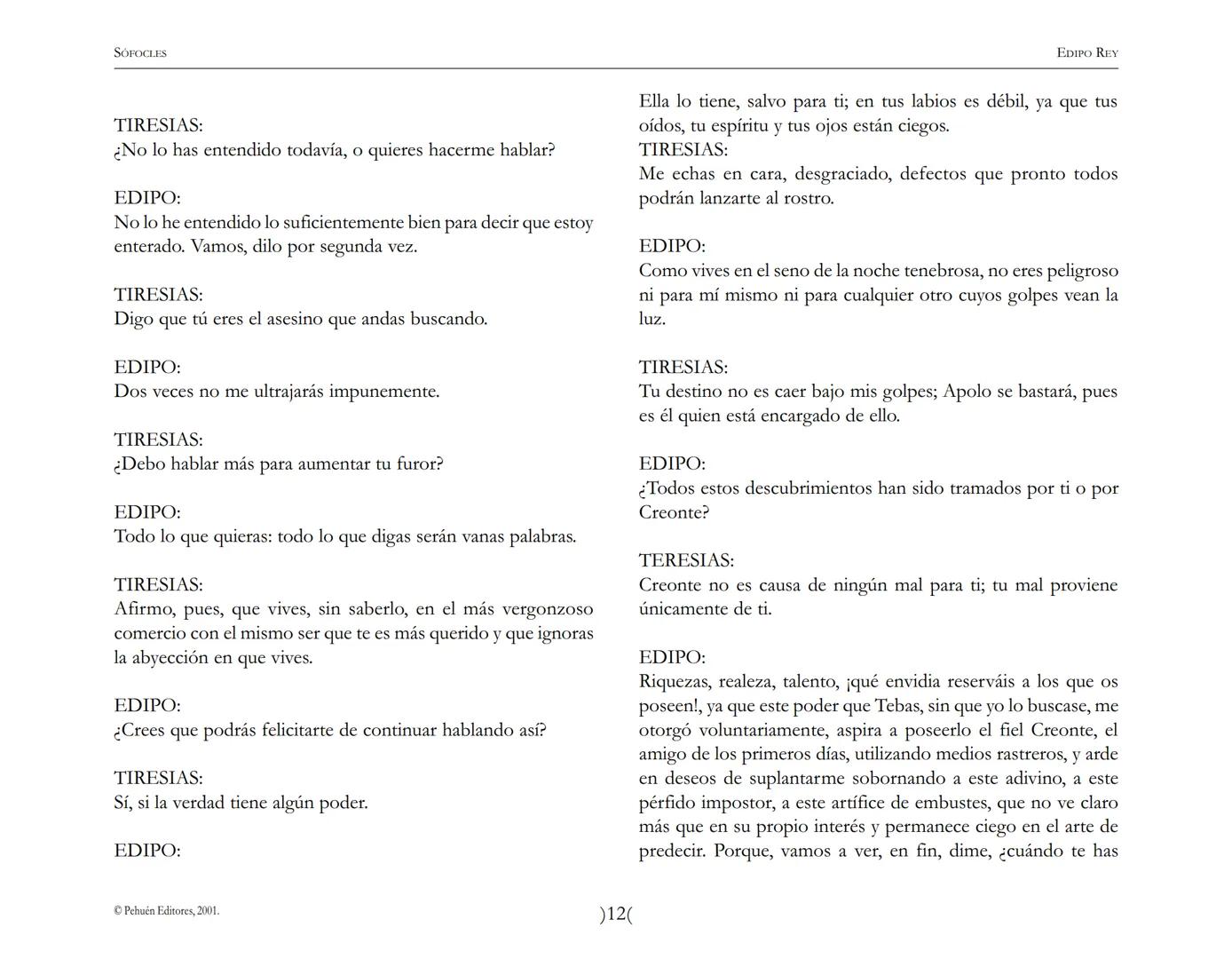 # Edipo Rey
Sófocles SOFOCLES
EDIPO REY
ARGUMENTO
Esta tragedia, considerada como la obra maestra del teatro antiguo, es una
leyenda de